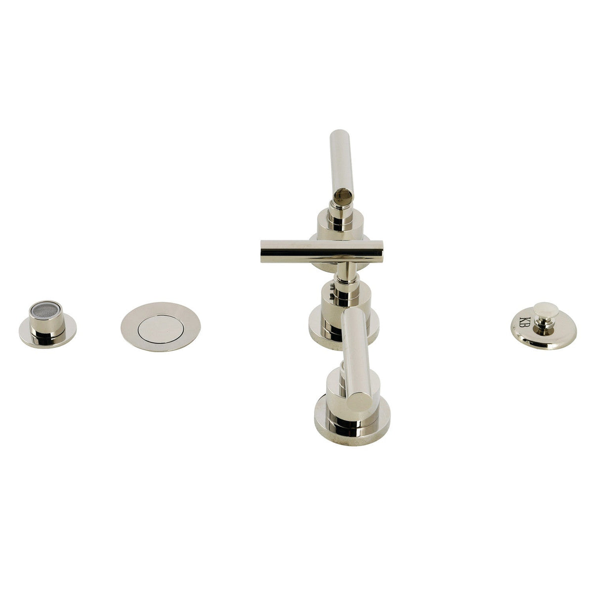 Manhattan Three-Handle Bidet Faucet with Brass Pop-Up in Polished Nickel
