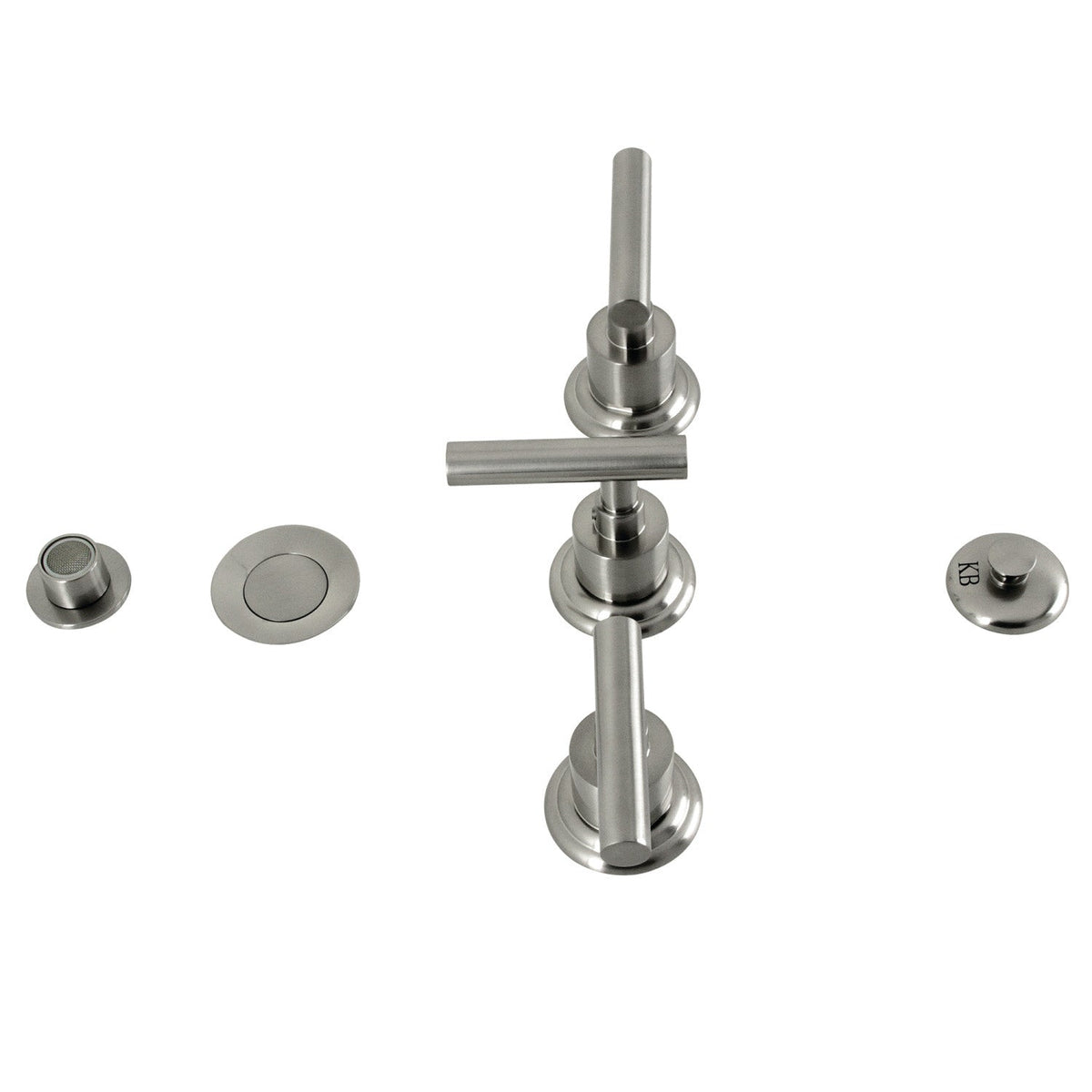 Manhattan Three-Handle Bidet Faucet with Brass Pop-Up in Brushed Nickel