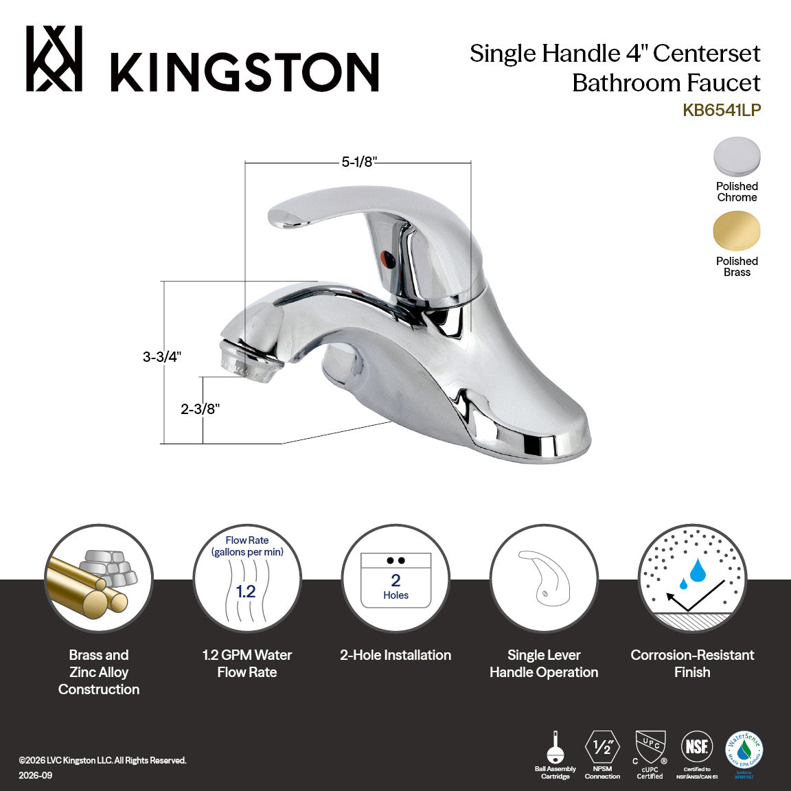 Legacy Single-Handle 4" Centerset Bathroom Faucet in Polished Brass