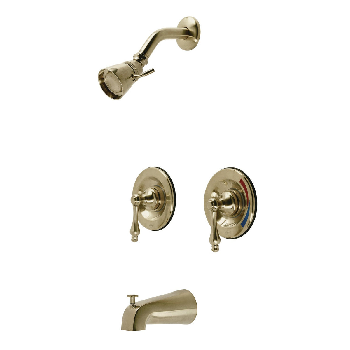 Vintage Double-Handle Pressure Balanced Tub and Shower Faucet in Brushed Brass