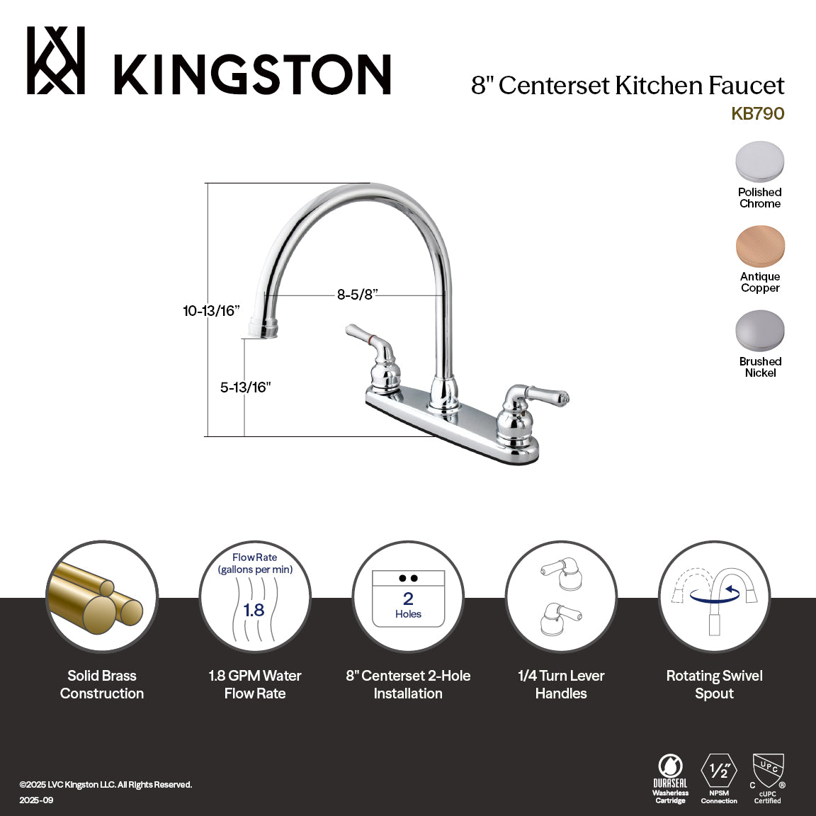 Magellan Double-Handle 8" Centerset Kitchen Faucet in Brushed Nickel