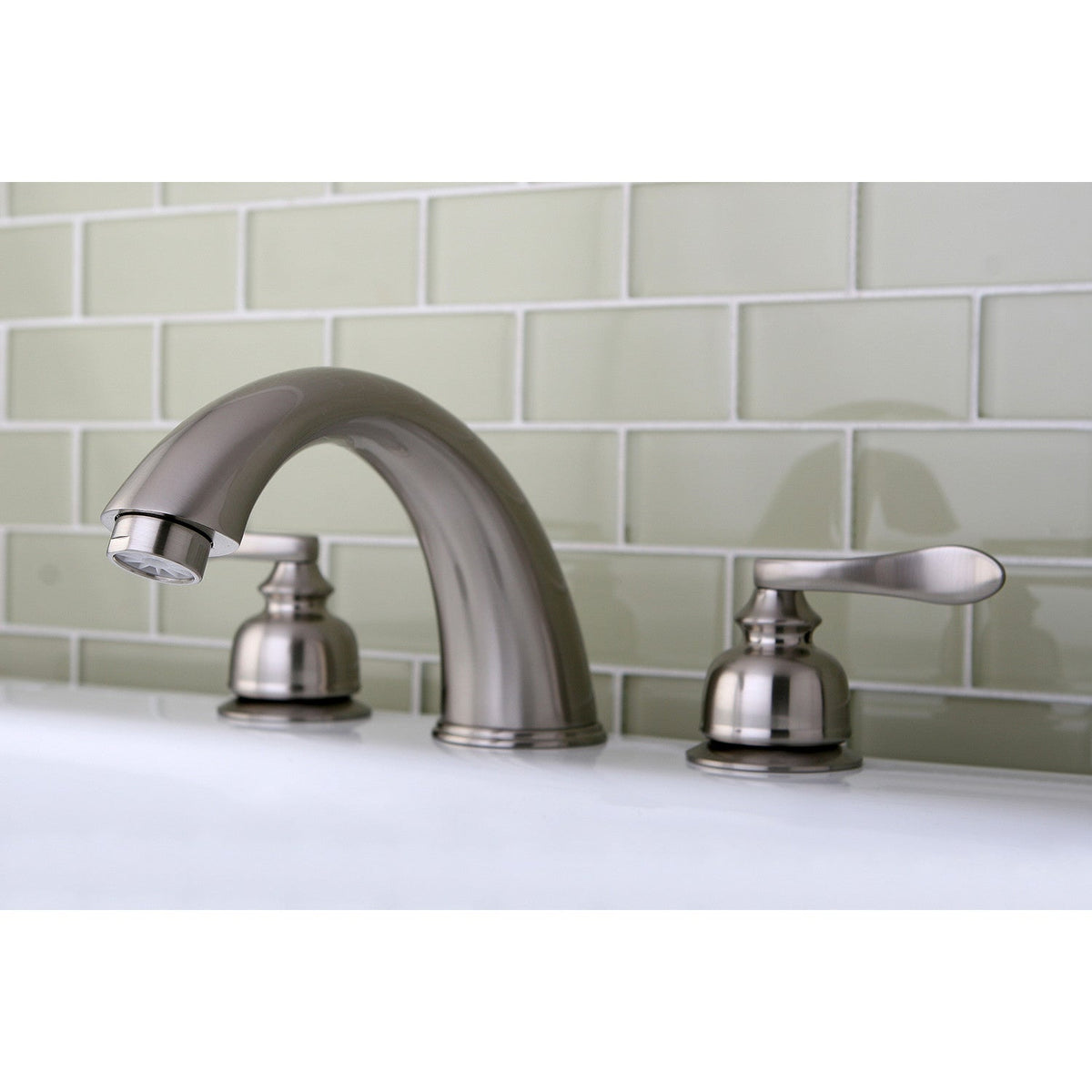 NuWave French Two-Handle Deck Mount Roman Tub Faucet in Brushed Nickel