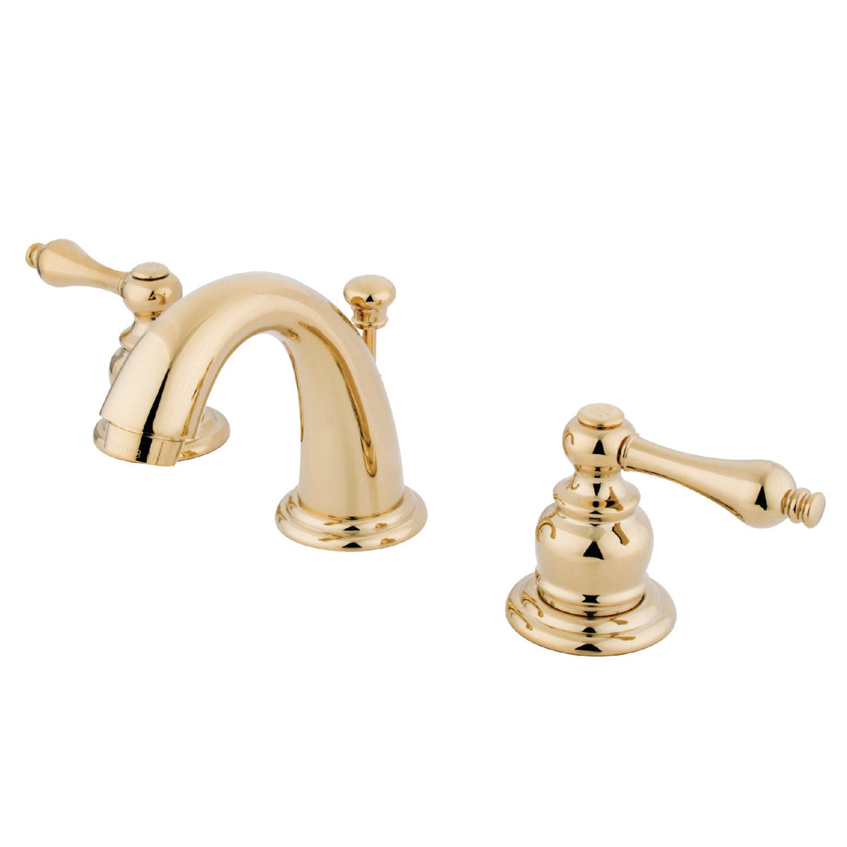Victorian Widespread Bathroom Faucet with Pop-Up Drain in Polished Brass