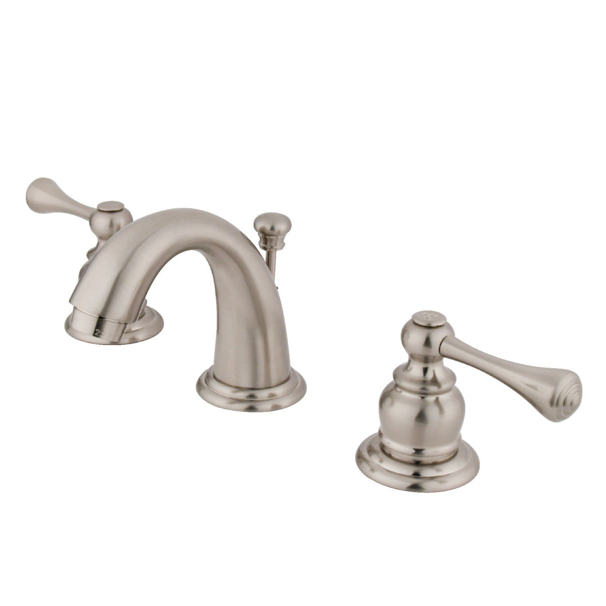 Vintage Widespread Bathroom Faucet with Pop-Up Drain in Brushed Nickel