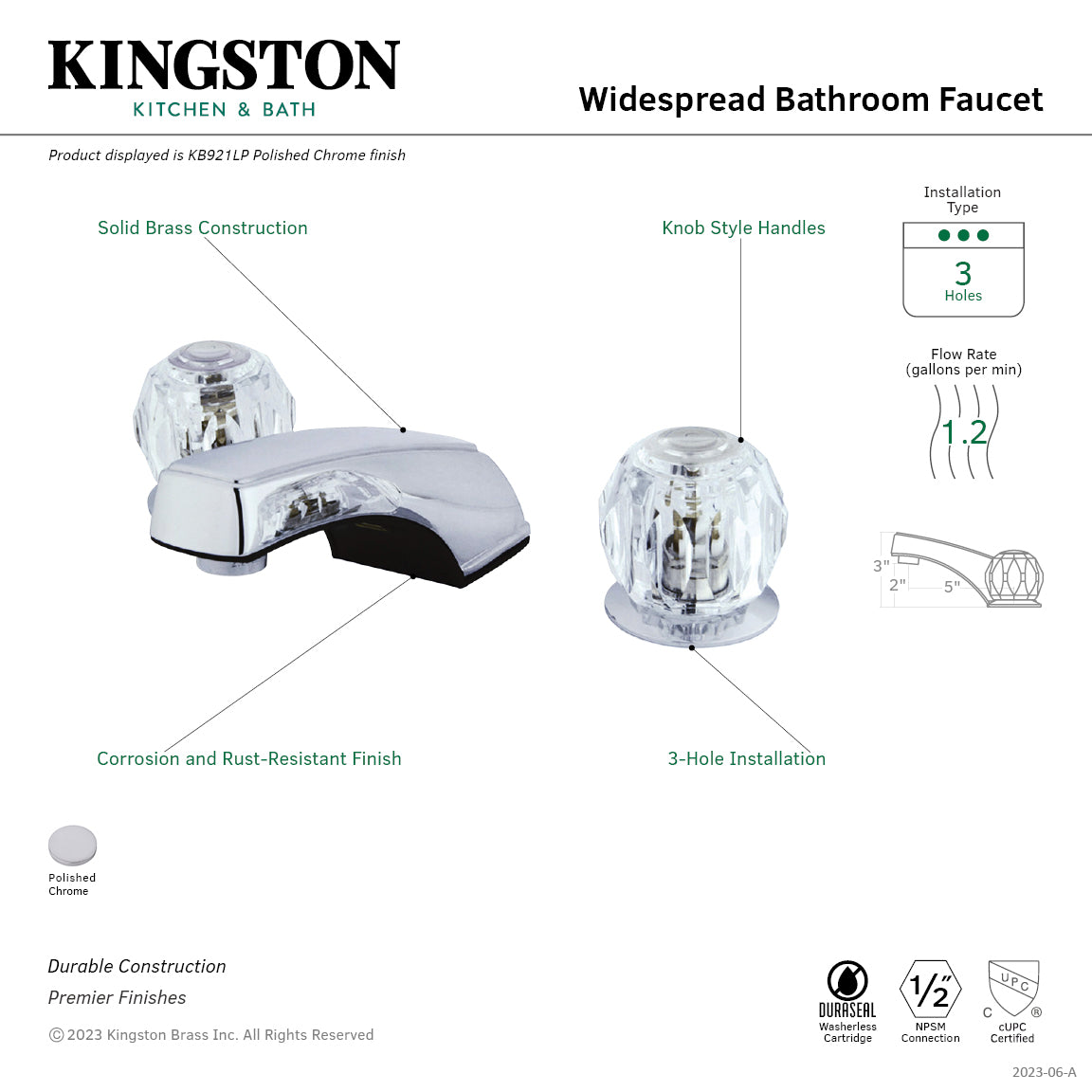 Americana Widespread Bathroom Faucet in Polished Chrome