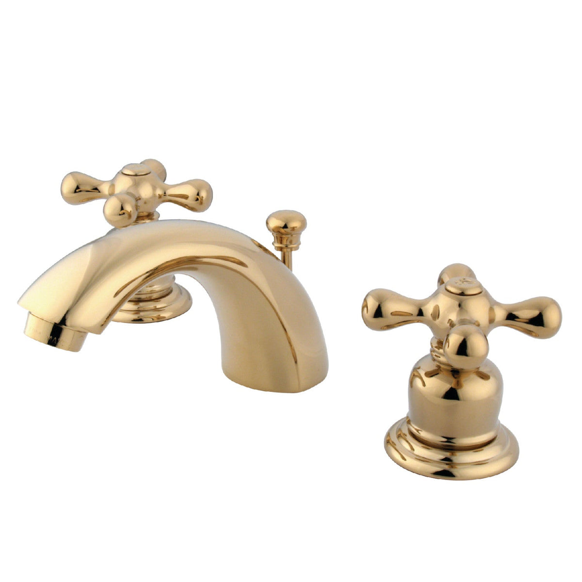 Victorian Mini-Widespread Bathroom Faucet with Pop-Up Drain in Polished Brass