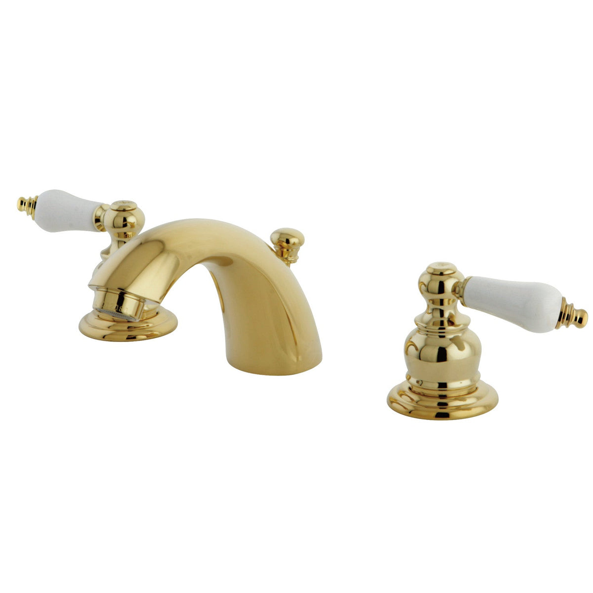 Victorian Mini-Widespread Bathroom Faucet with Pop-Up Drain in Polished Brass