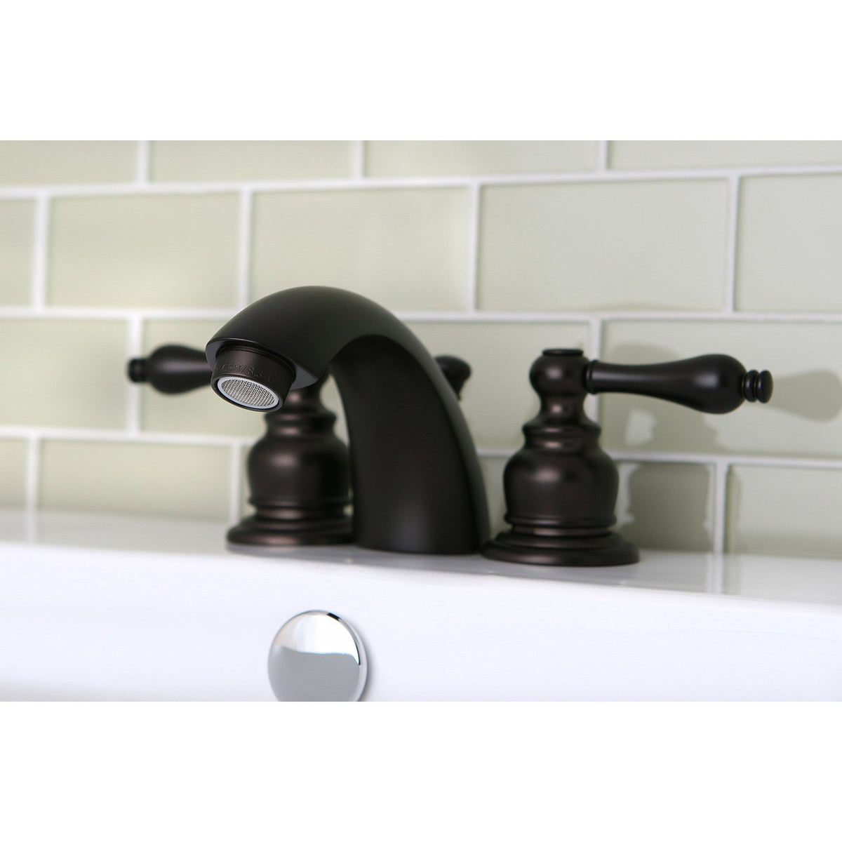 Victorian Mini-Widespread Bathroom Faucet with Pop-Up Drain in Oil Rubbed Bronze