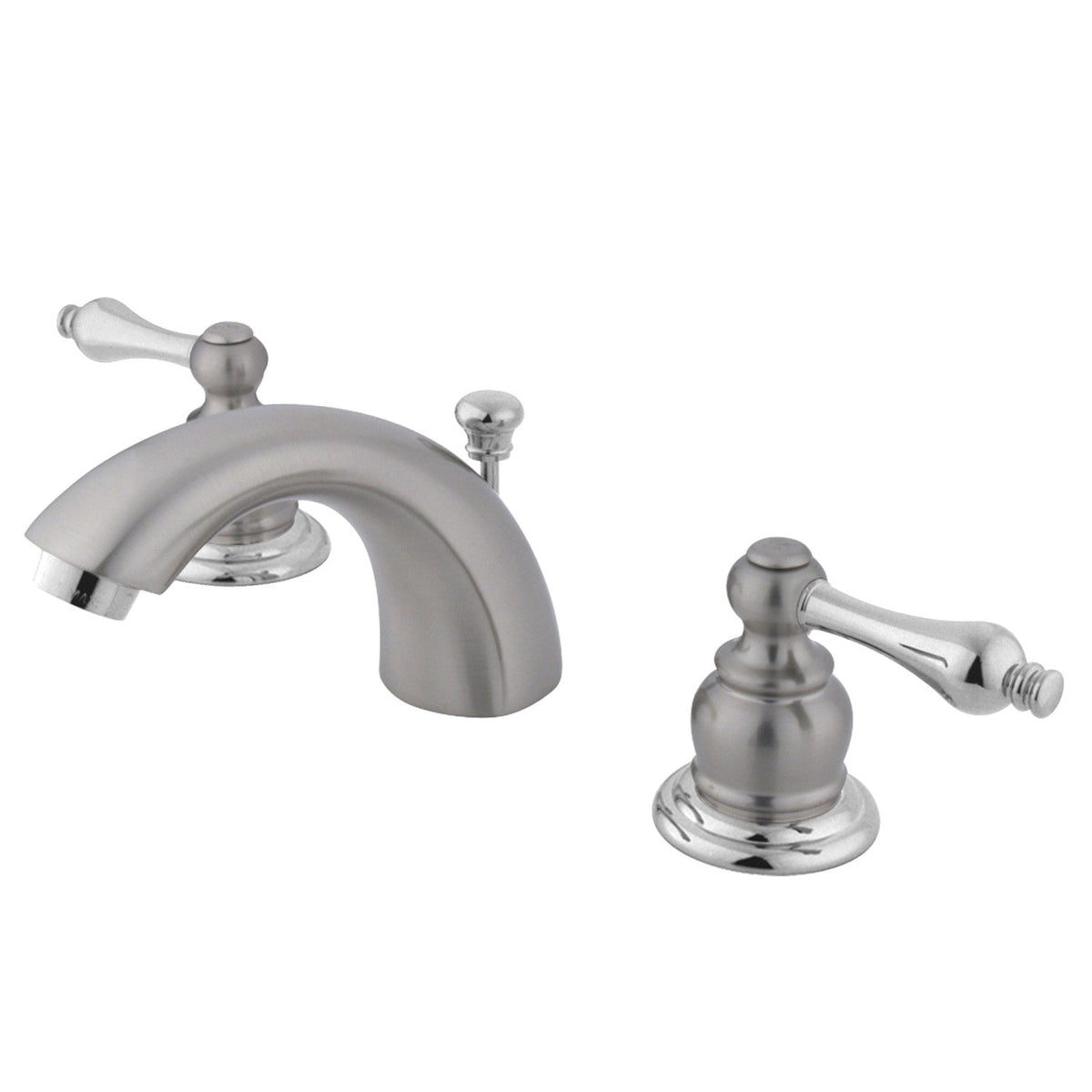 Victorian Mini-Widespread Bathroom Faucet with Pop-Up Drain in Brushed Nickel/Polished Chrome