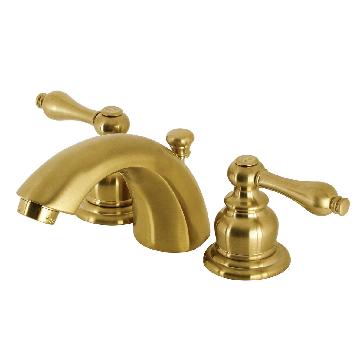 Victorian Mini-Widespread Bathroom Faucet with Pop-Up Drain in Brushed Brass