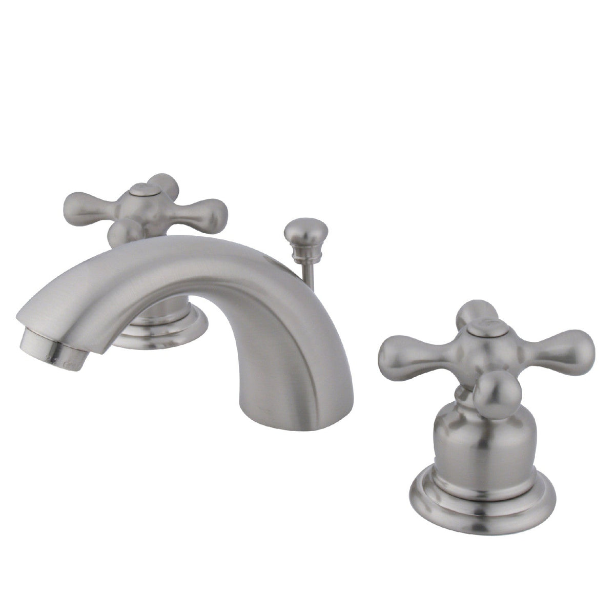 Victorian Mini-Widespread Bathroom Faucet with Pop-Up Drain in Brushed Nickel