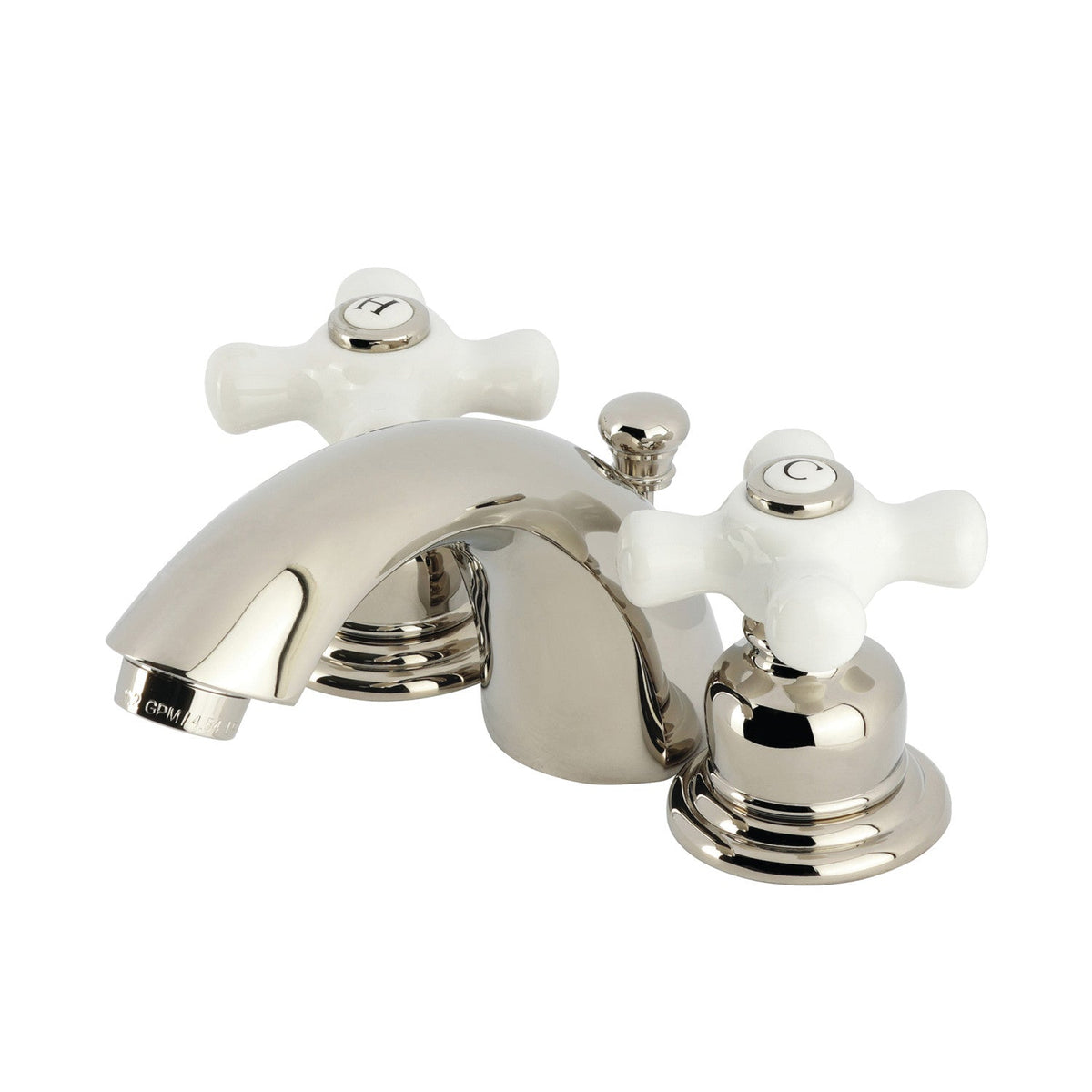 Victorian Mini-Widespread Bathroom Faucet with Pop-Up Drain in Polished Nickel