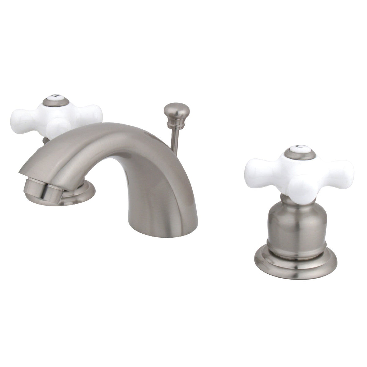 Victorian Mini-Widespread Bathroom Faucet with Pop-Up Drain in Brushed Nickel