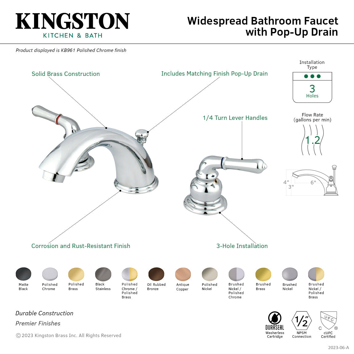 Magellan Widespread Bathroom Faucet with Pop-Up Drain in Polished Chrome