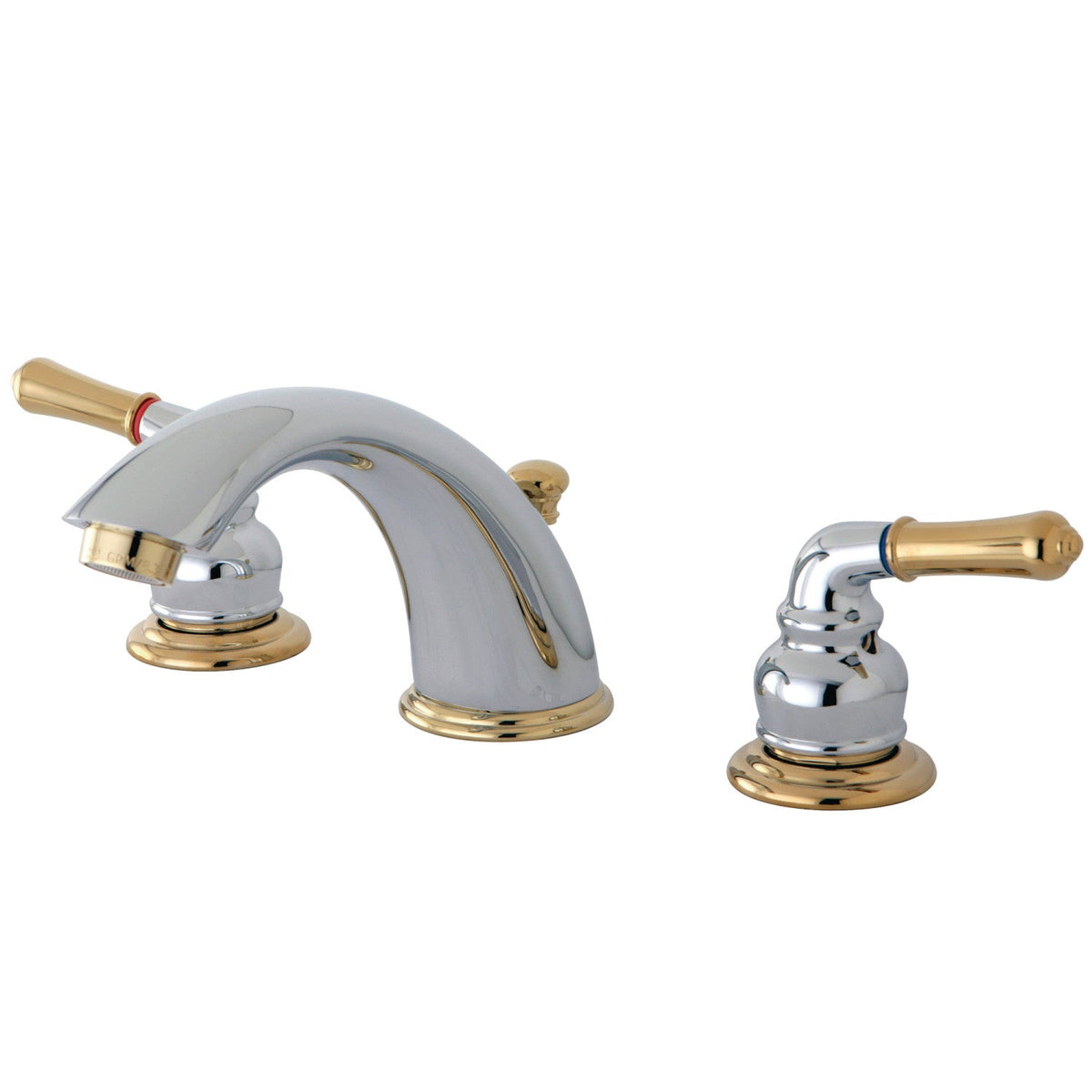 Magellan Widespread Bathroom Faucet with Pop-Up Drain in Polished Chrome/Polished Brass