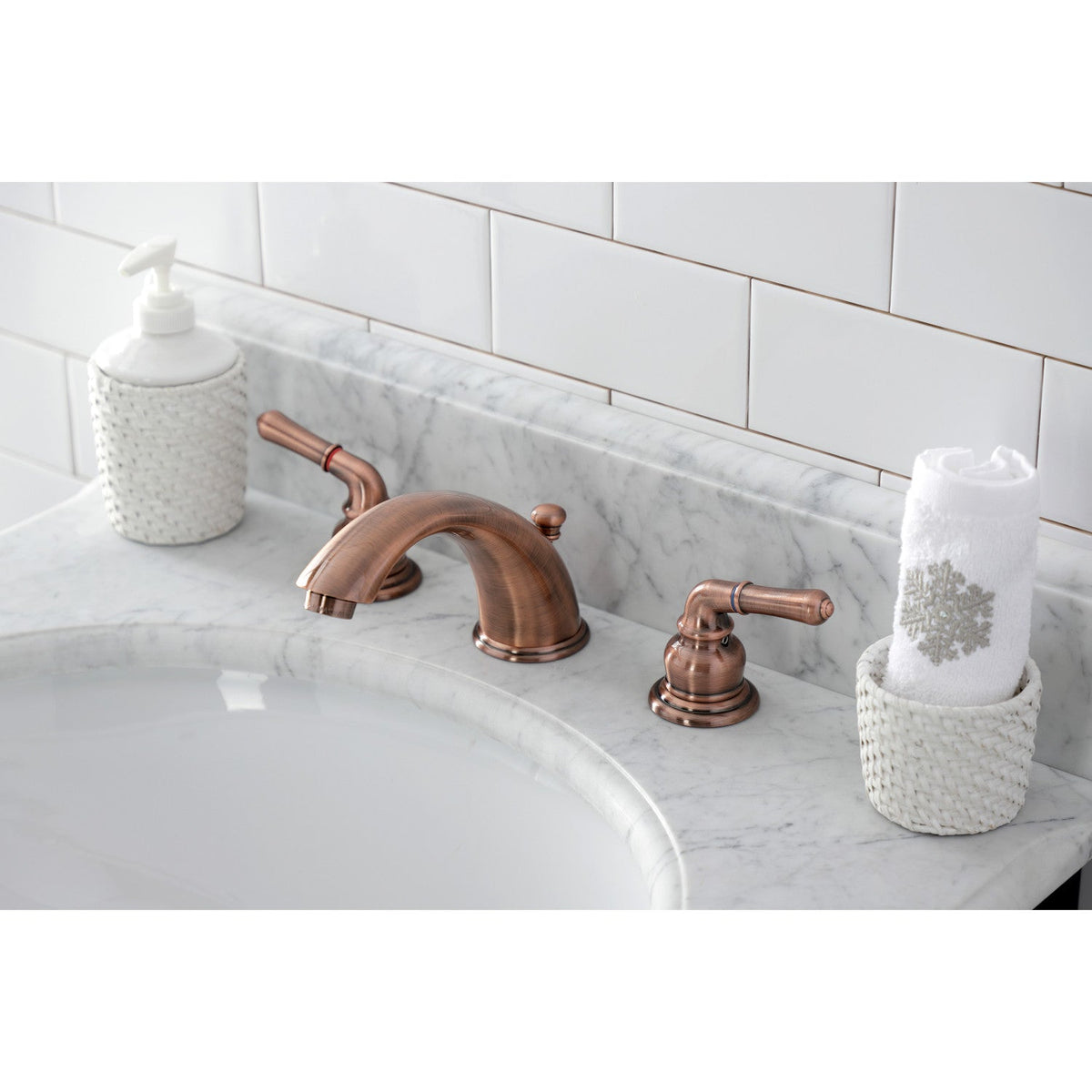 Magellan Widespread Bathroom Faucet with Pop-Up Drain in Antique Copper
