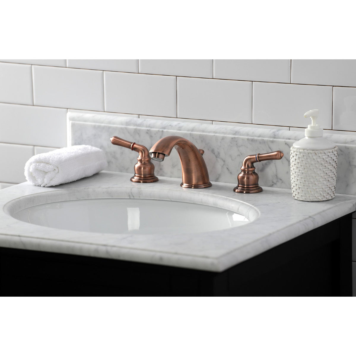 Magellan Widespread Bathroom Faucet with Pop-Up Drain in Antique Copper