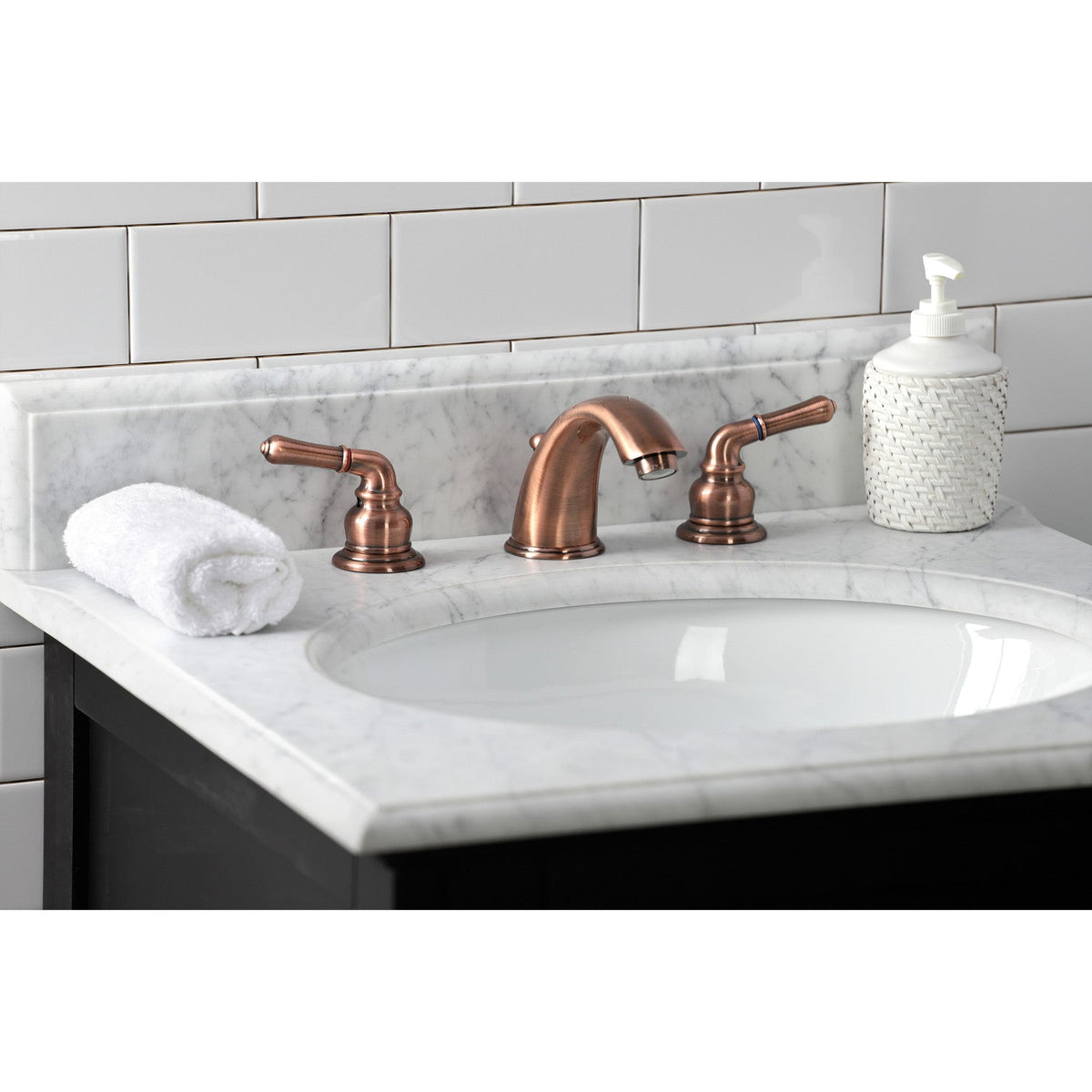 Magellan Widespread Bathroom Faucet with Pop-Up Drain in Antique Copper