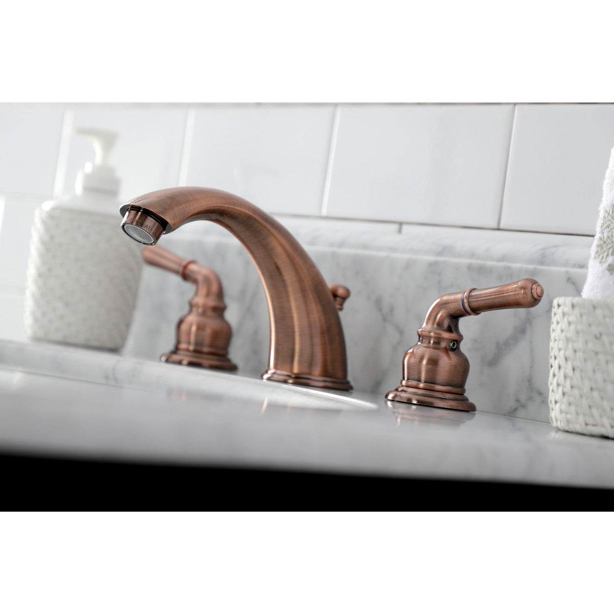Magellan Widespread Bathroom Faucet with Pop-Up Drain in Antique Copper
