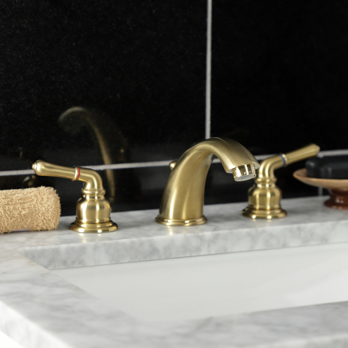 Magellan Widespread Bathroom Faucet with Pop-Up Drain in Brushed Brass