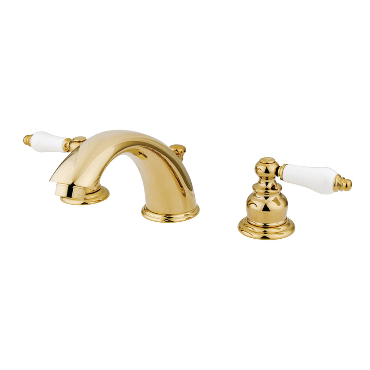 Victorian Widespread Bathroom Faucet with Pop-Up Drain in Polished Brass