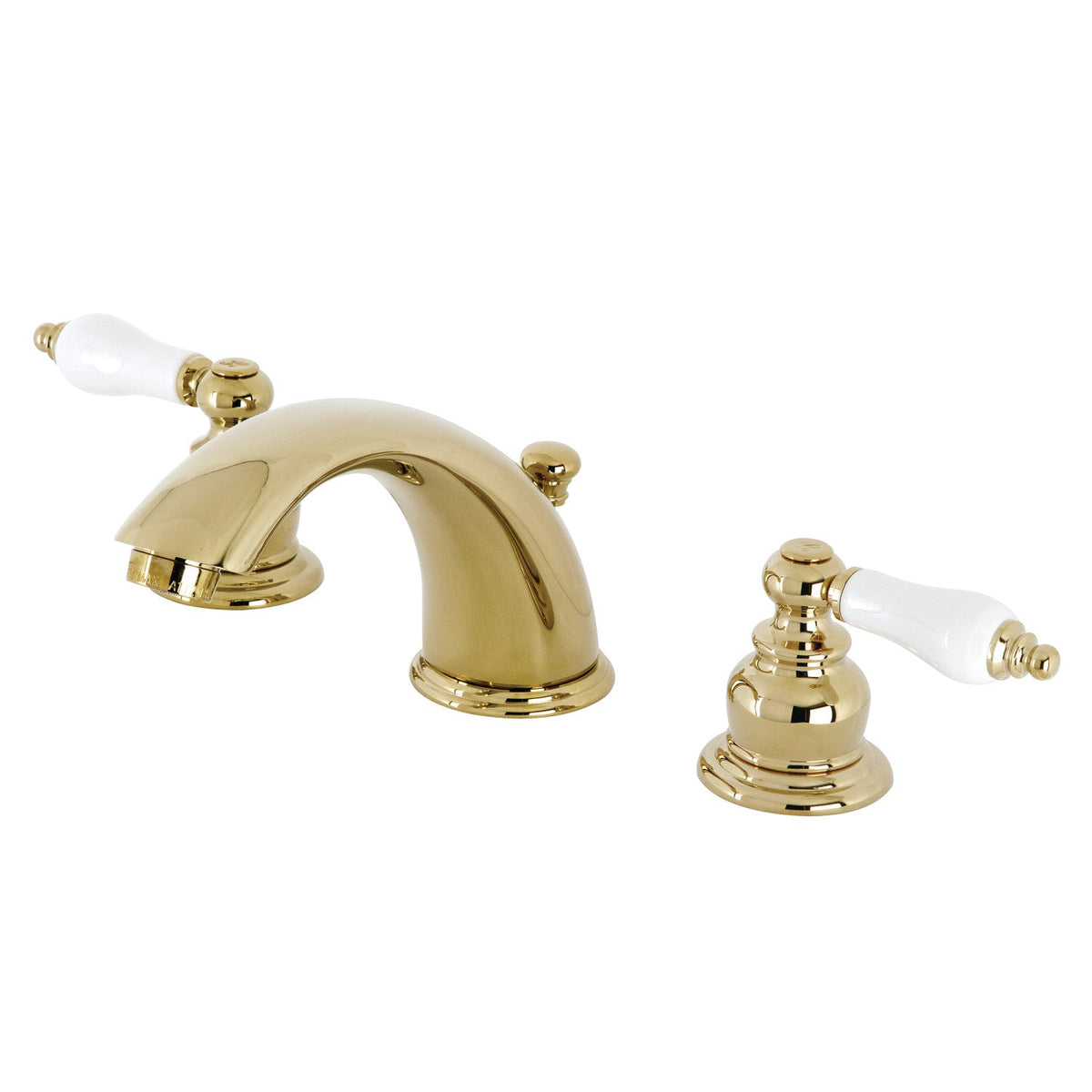 Victorian Widespread Bathroom Faucet with Brass Pop-Up in Polished Brass
