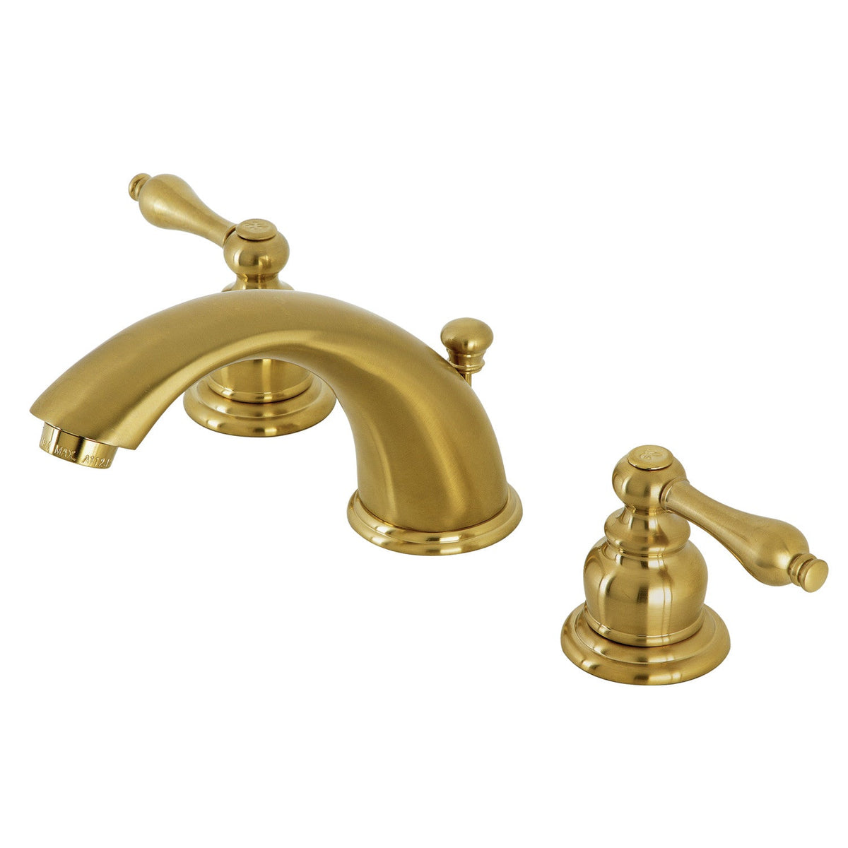 Victorian Widespread Bathroom Faucet with Pop-Up Drain in Brushed Brass