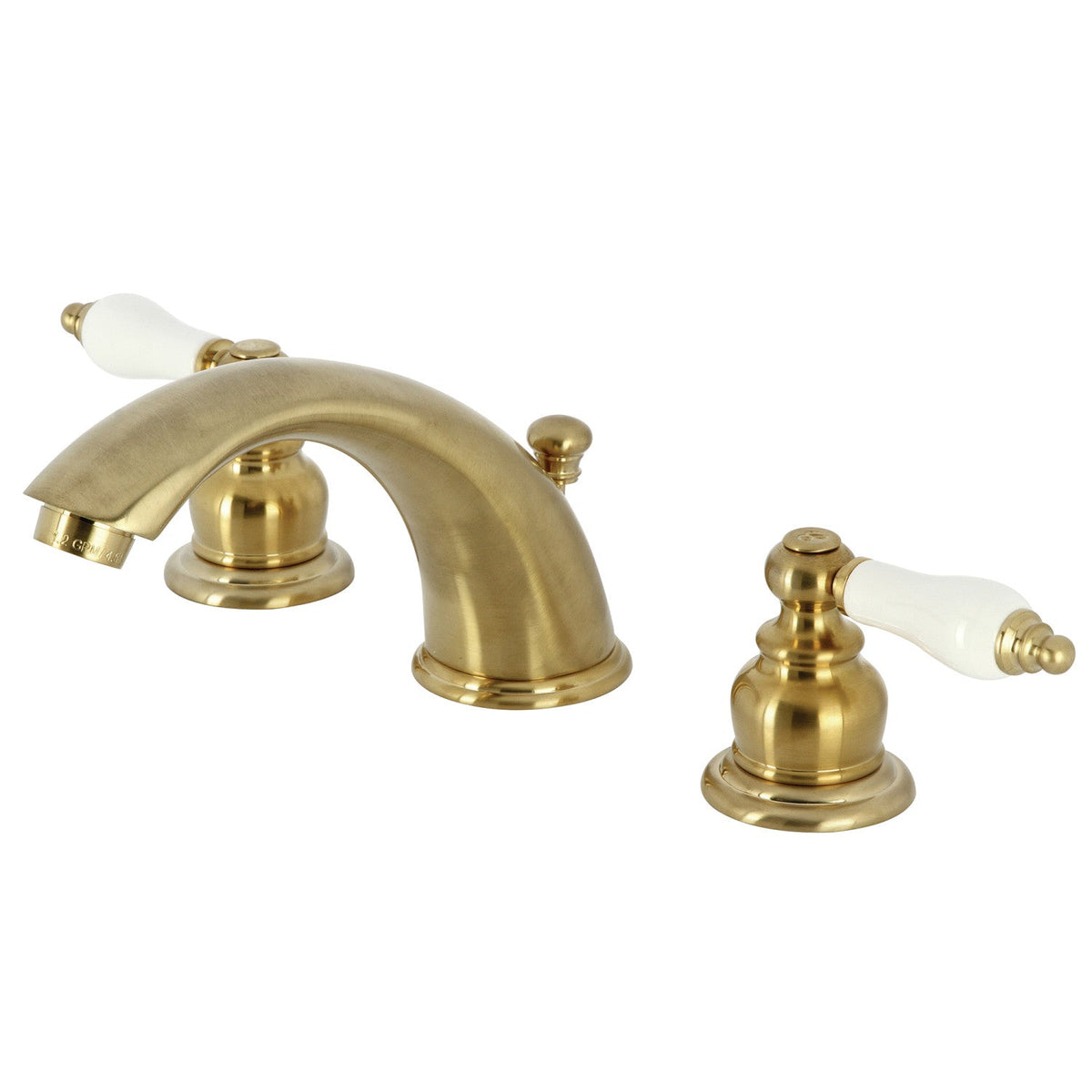 Victorian Widespread Bathroom Faucet with Pop-Up Drain in Brushed Brass