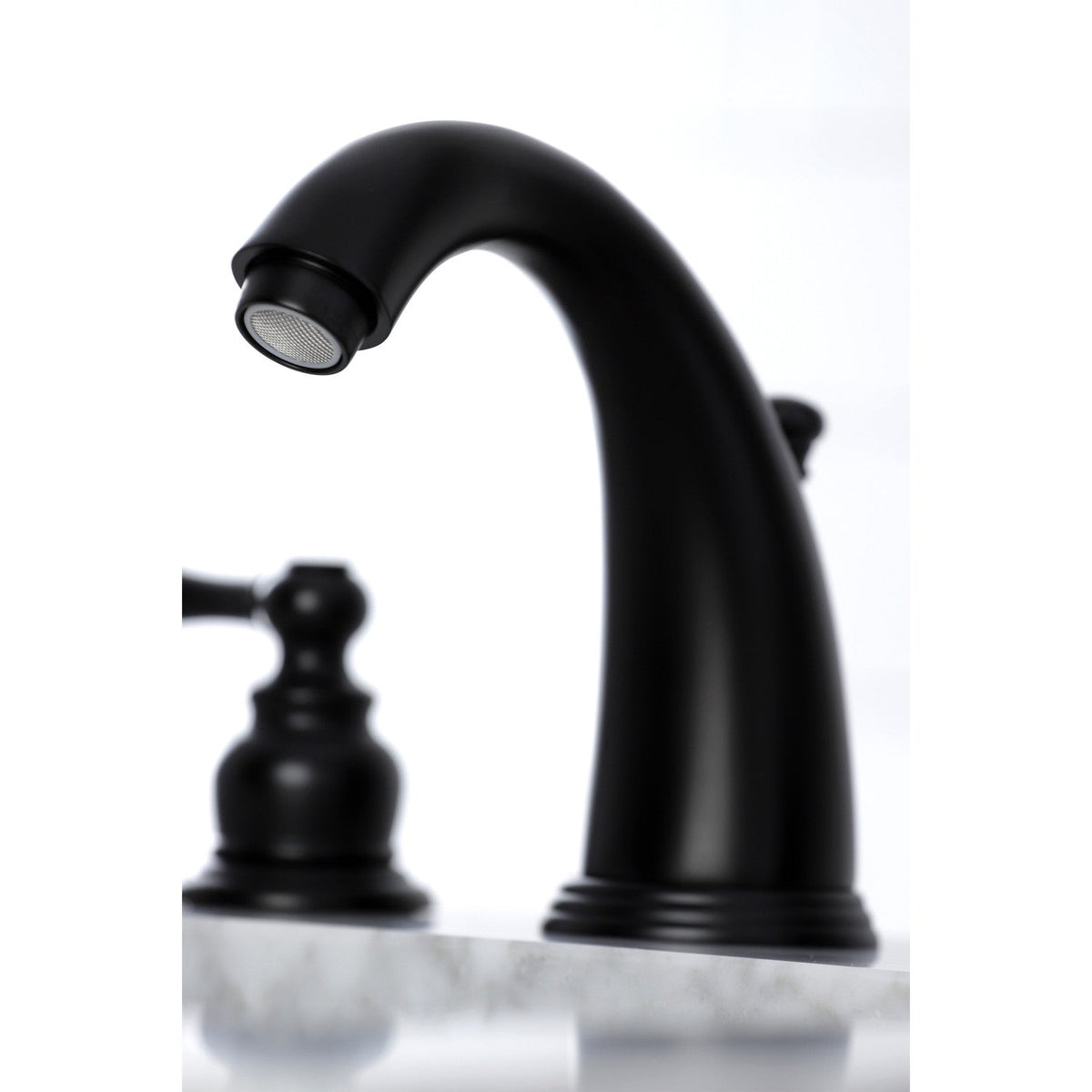 Victorian Widespread Bathroom Faucet with Pop-Up Drain in Matte Black