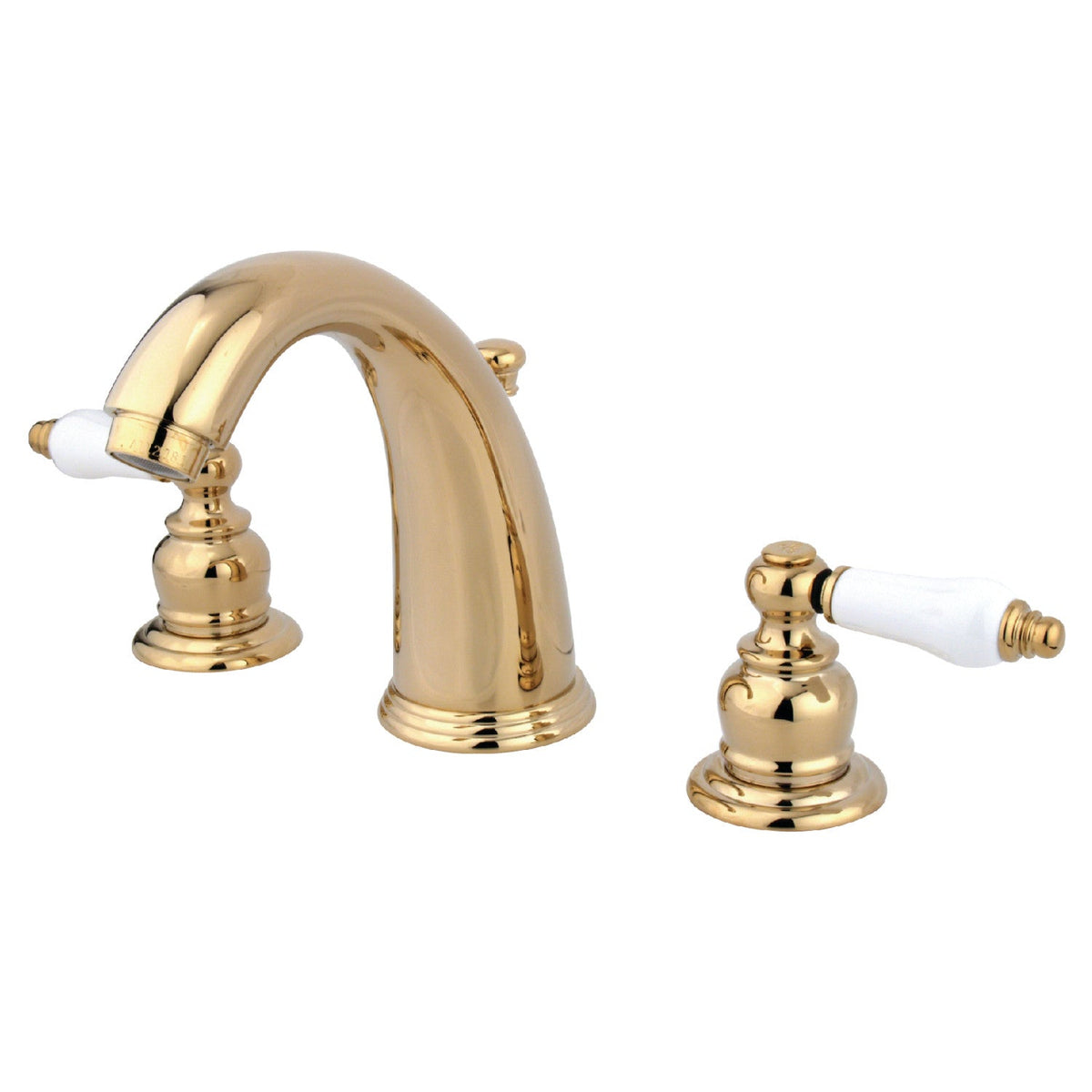 Victorian Widespread Bathroom Faucet with Pop-Up Drain in Polished Brass