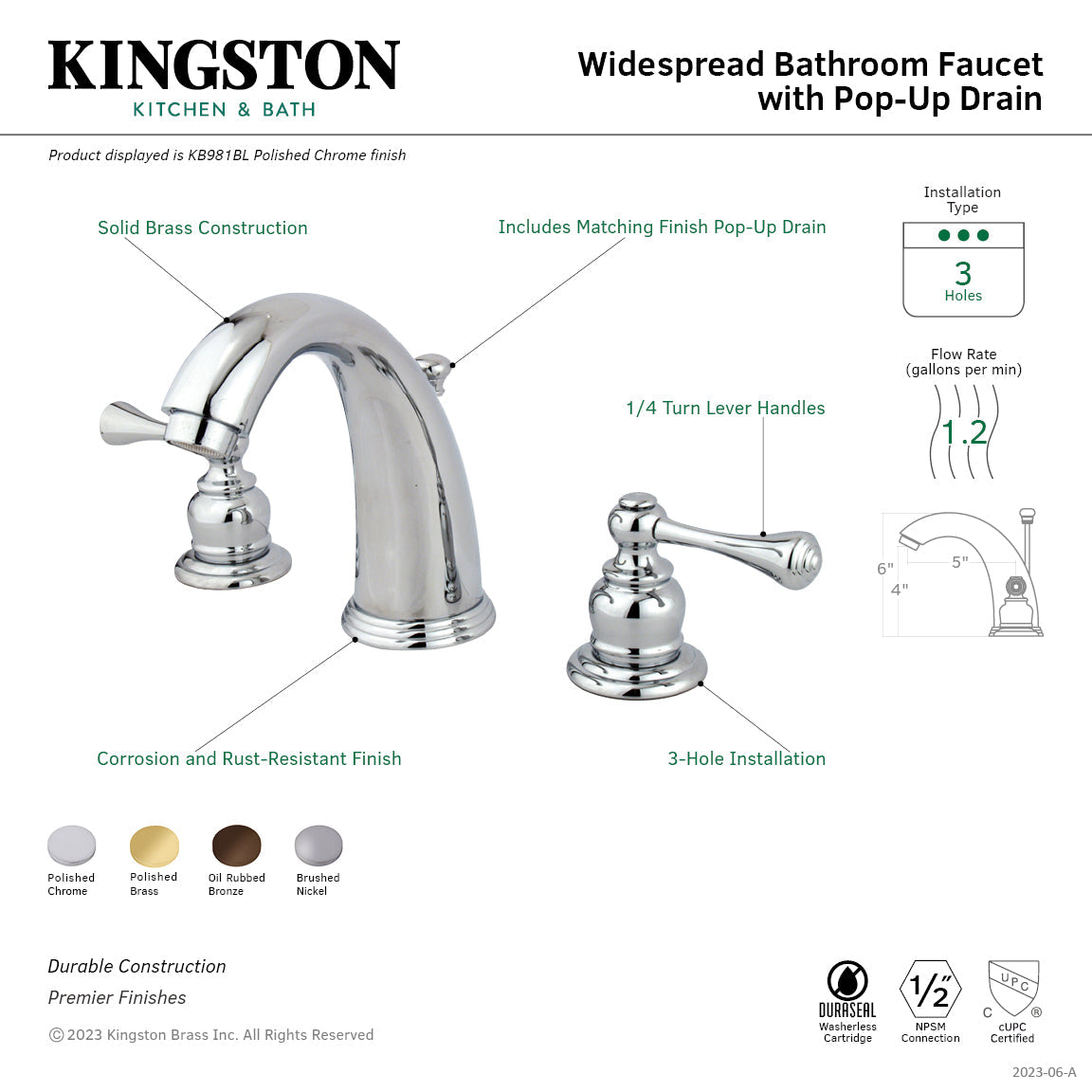 Victorian Widespread Bathroom Faucet with Pop-Up Drain in Brushed Nickel