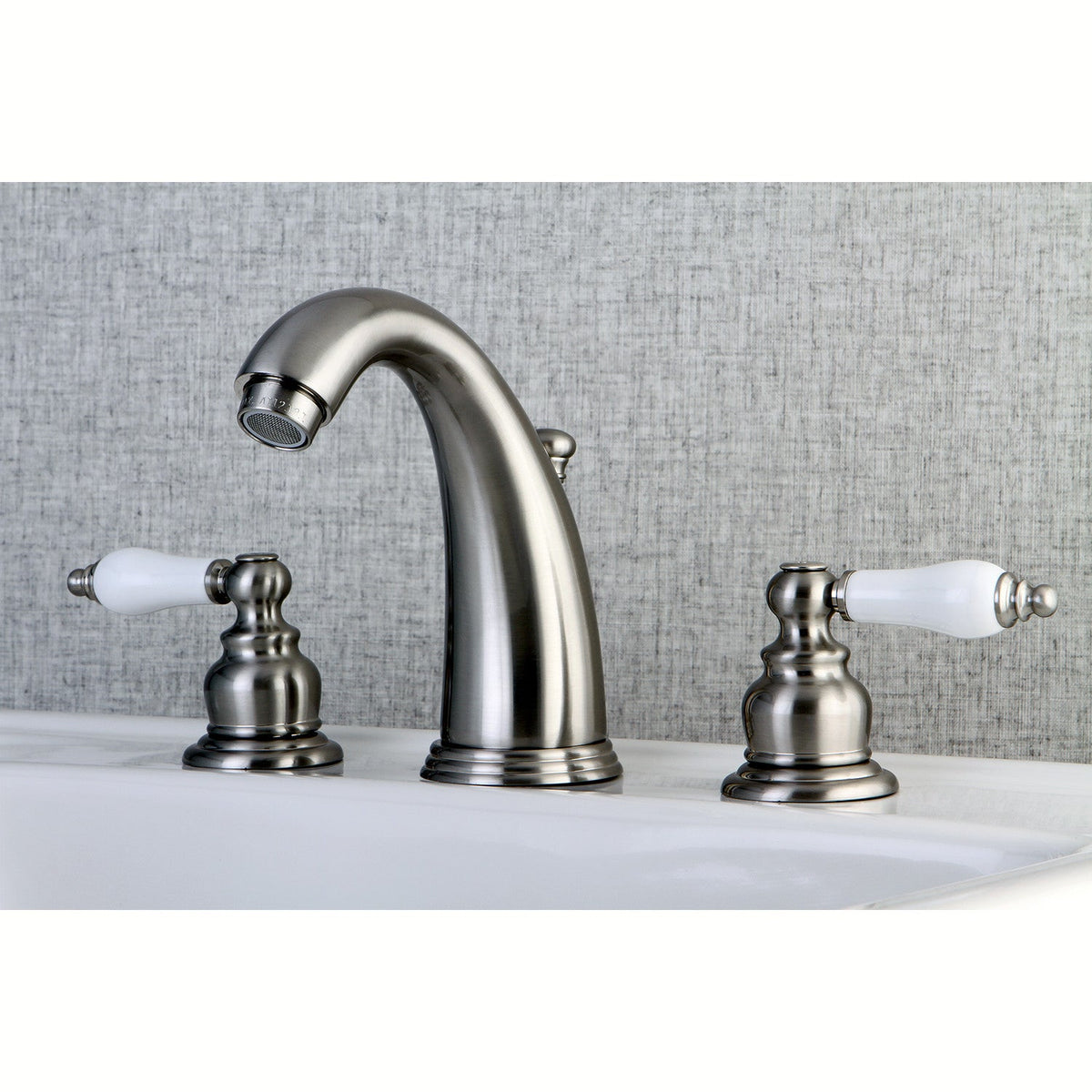 Victorian Widespread Bathroom Faucet with Pop-Up Drain in Brushed Nickel