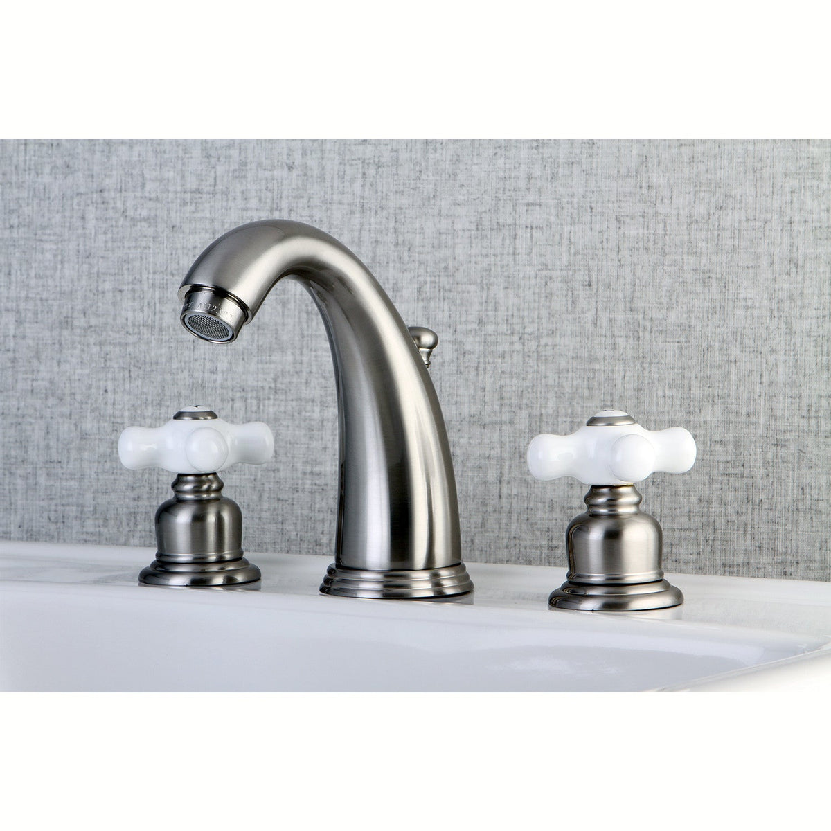 Victorian Widespread Bathroom Faucet with Pop-Up Drain in Brushed Nickel