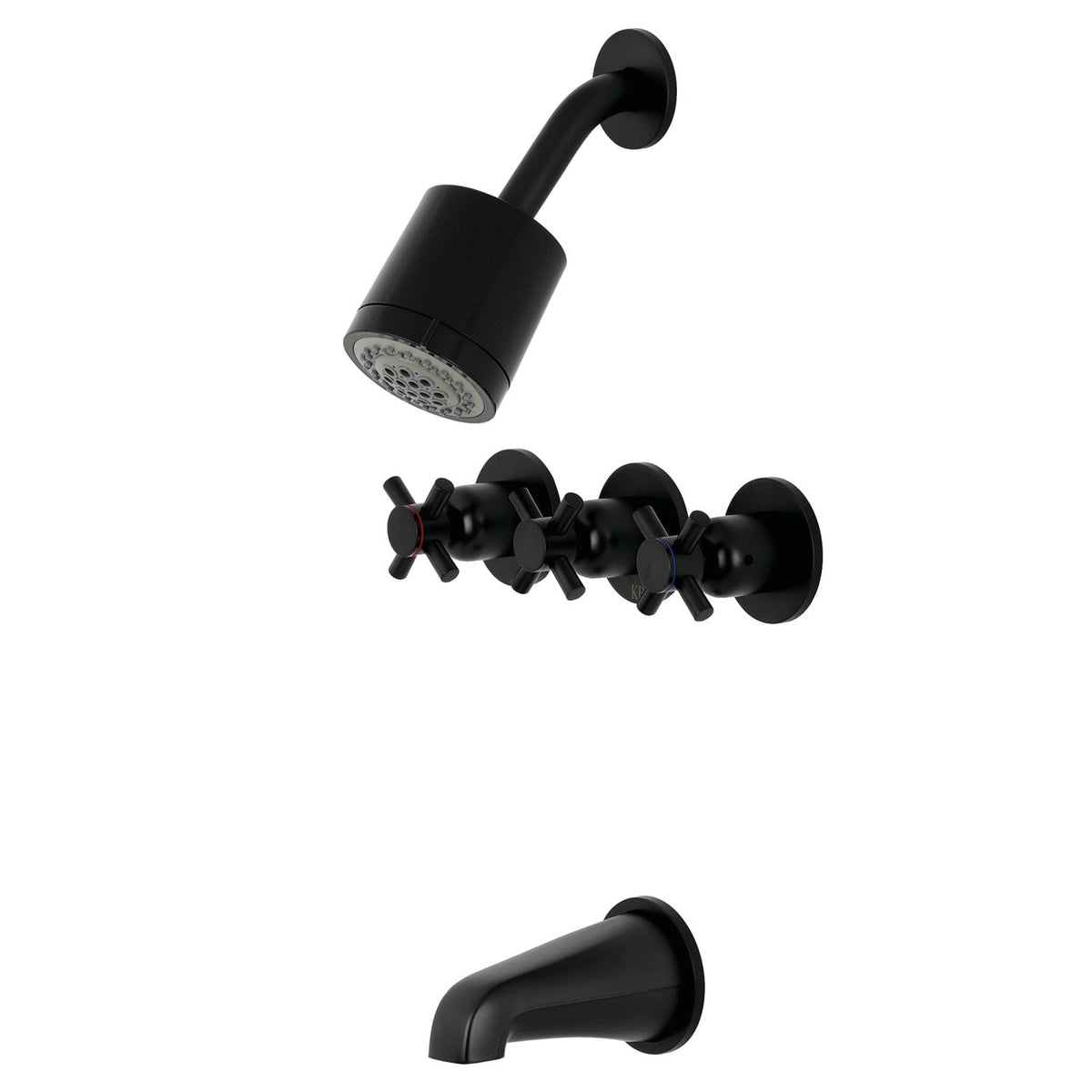 Concord Triple-Handle Tub and Shower Faucet in Matte Black