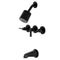 Kingston Brass NuvoFusion Triple-Handle Tub and Shower Faucet, Matte Black (KBX8130NDL)