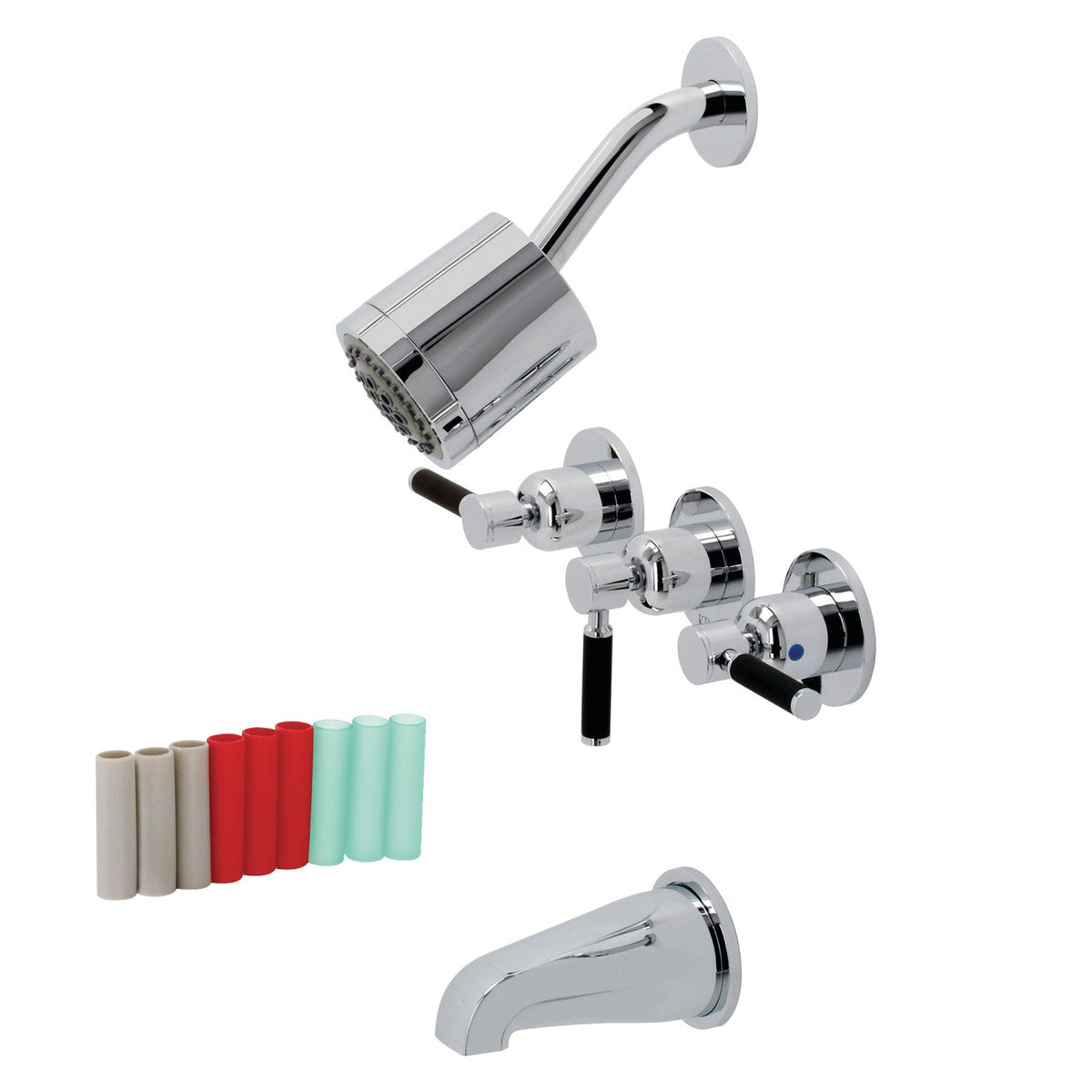 Kaiser Triple-Handle Tub and Shower Faucet in Polished Chrome