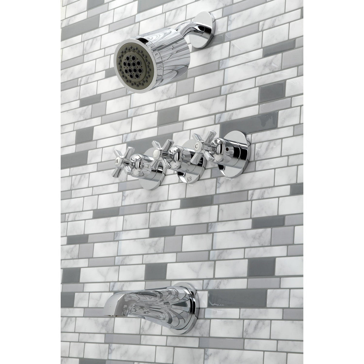 Millennium Triple-Handle Tub and Shower Faucet in Polished Chrome