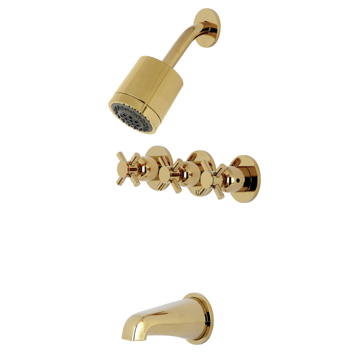 Concord Triple-Handle Tub and Shower Faucet in Polished Brass