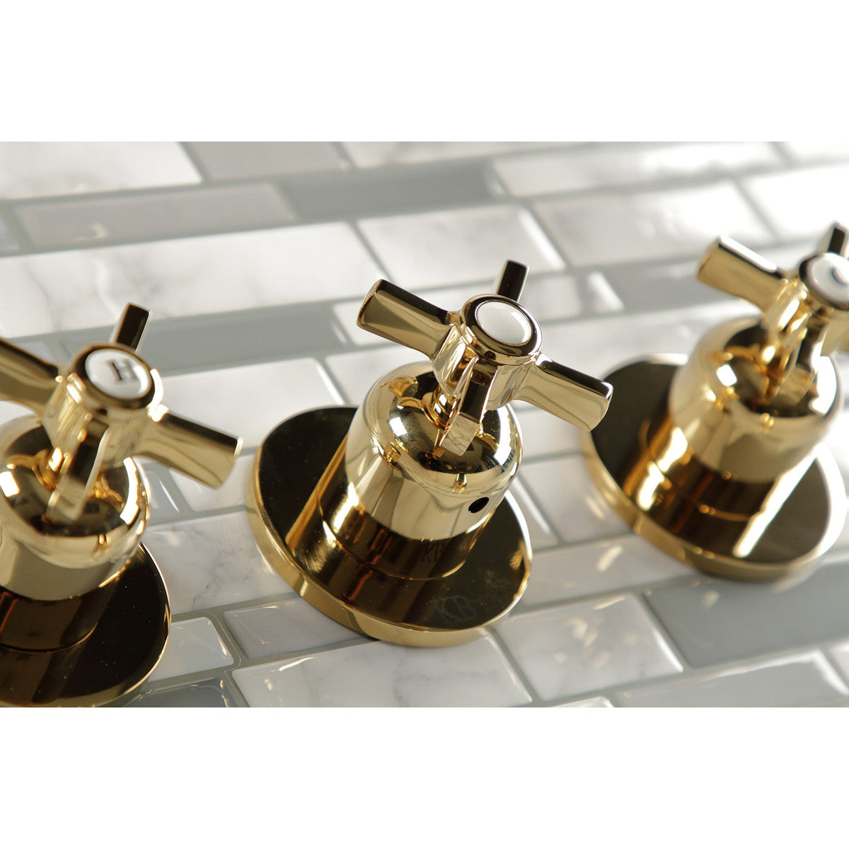 Millennium Triple-Handle Tub and Shower Faucet in Polished Brass