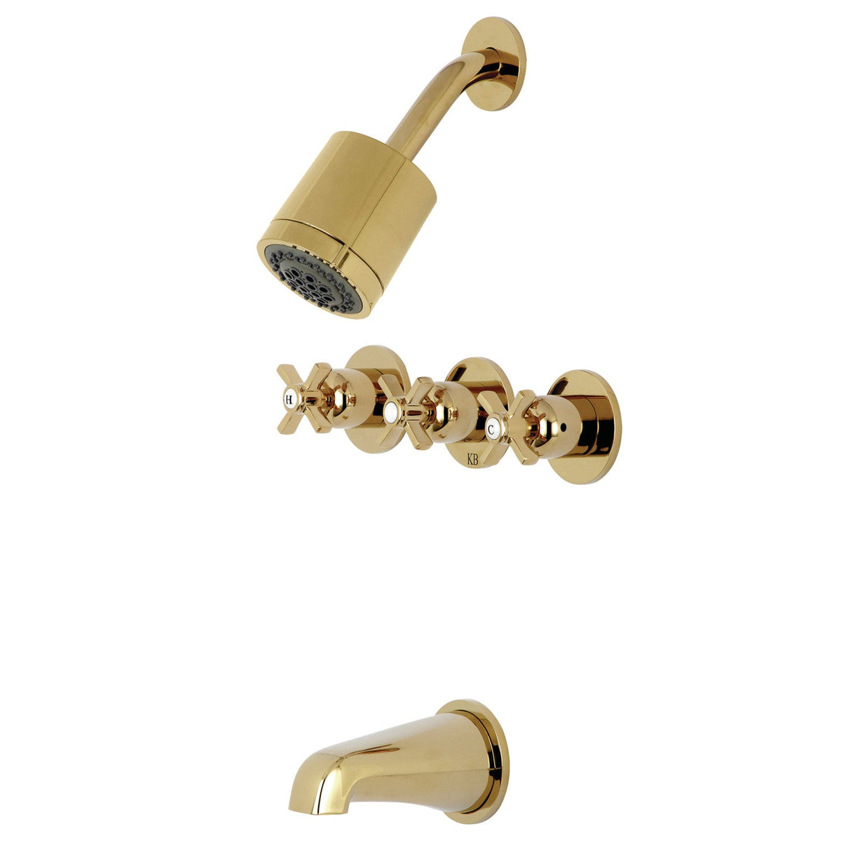 Millennium Triple-Handle Tub and Shower Faucet in Polished Brass