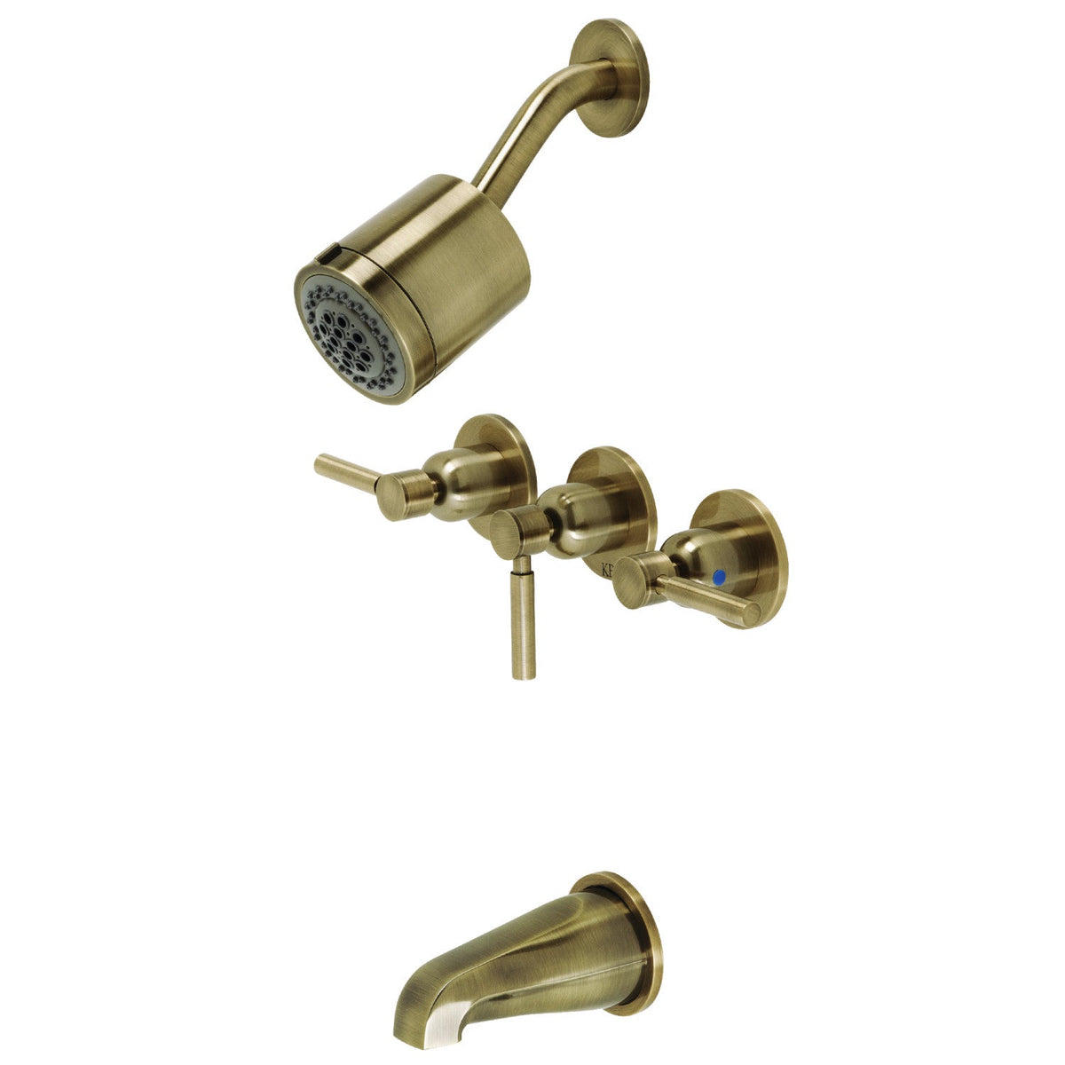 Concord Triple-Handle Tub and Shower Faucet in Antique Brass