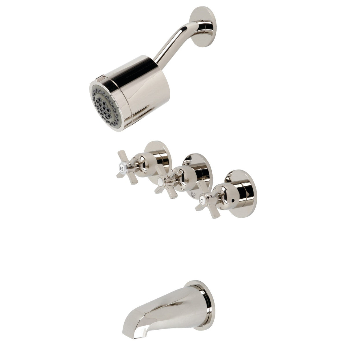 Millennium Triple-Handle Tub and Shower Faucet in Polished Nickel