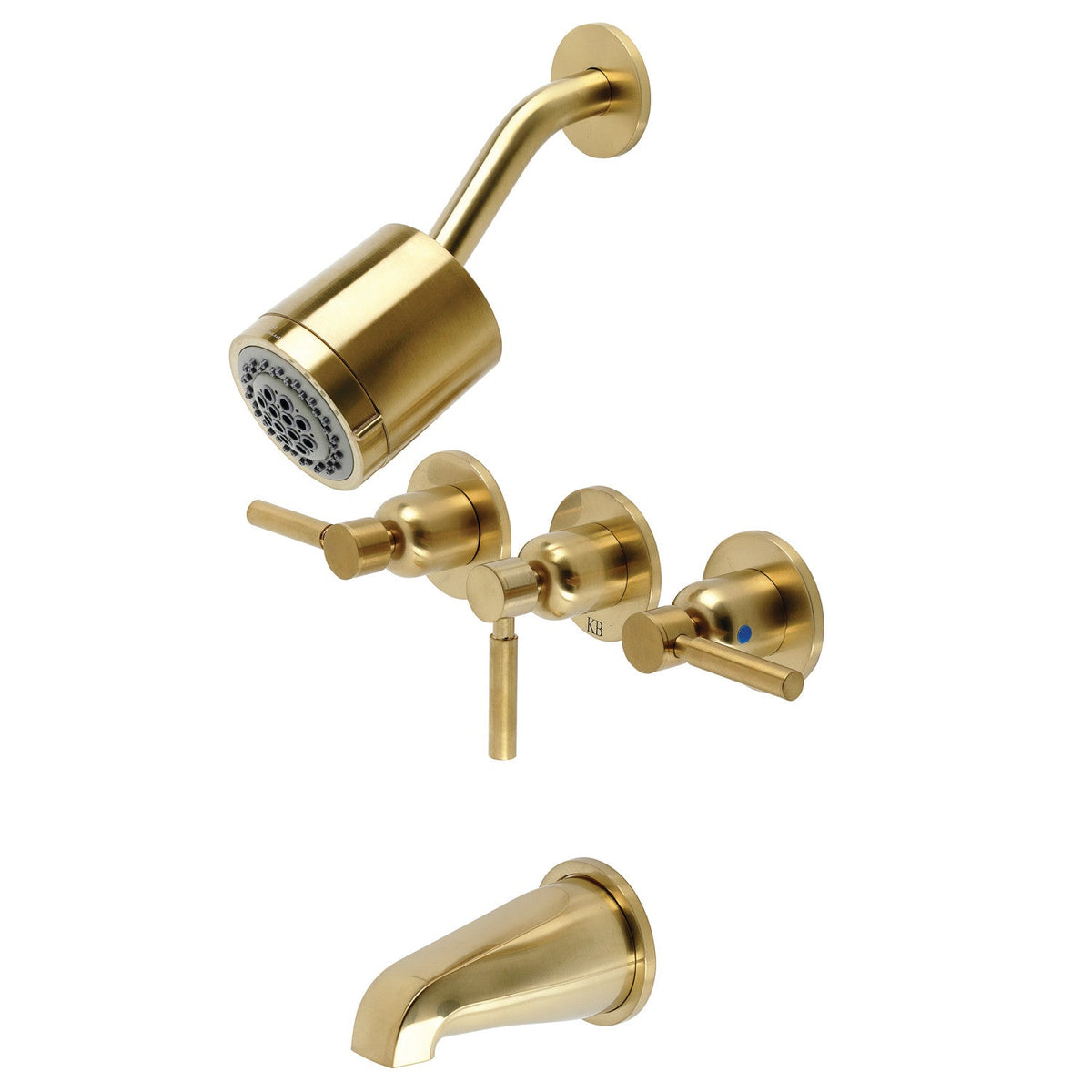 Concord Triple-Handle Tub and Shower Faucet in Brushed Brass