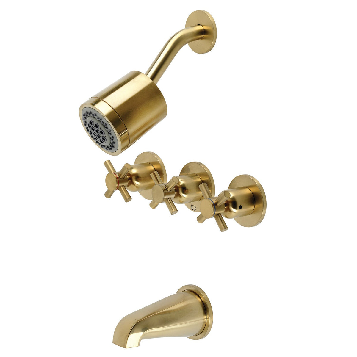 Concord Triple-Handle Tub and Shower Faucet in Brushed Brass