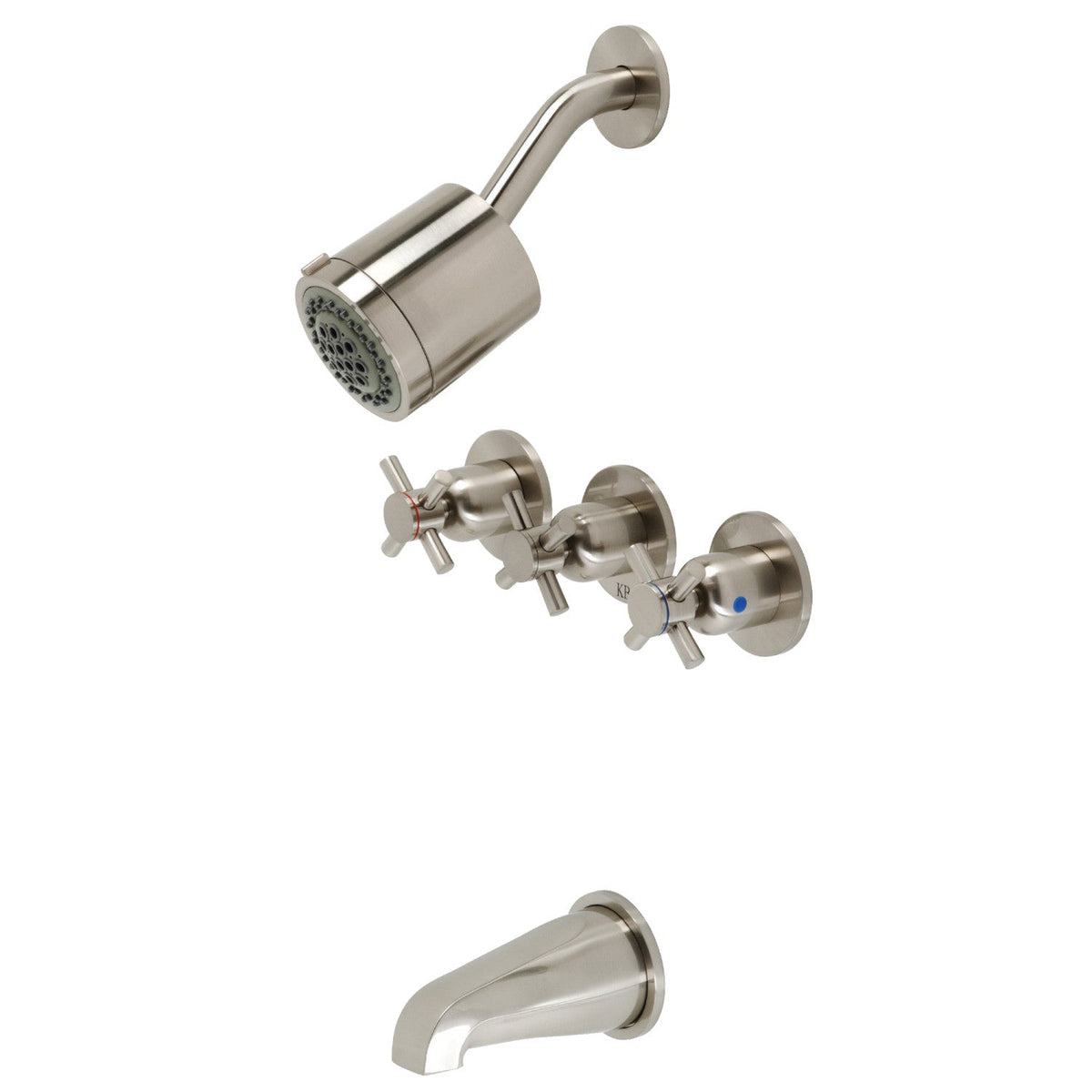 Concord Triple-Handle Tub and Shower Faucet in Brushed Nickel