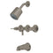 Kingston Brass NuvoFusion Triple-Handle Tub and Shower Faucet, Brushed Nickel (KBX8138NDL)