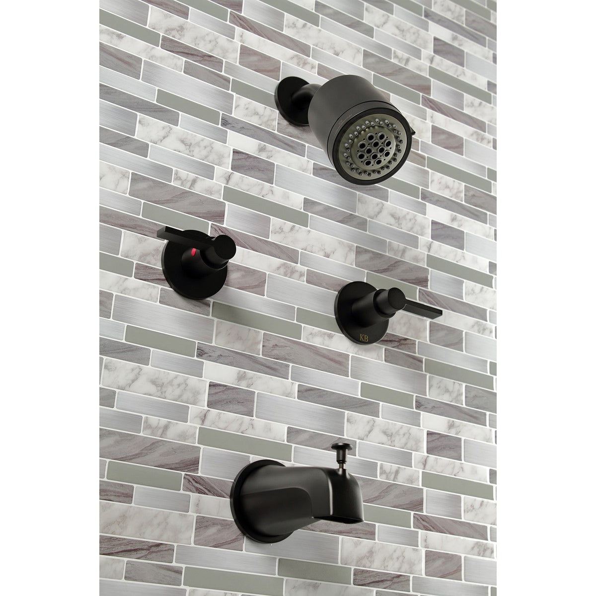 NuvoFusion Double-Handle Tub and Shower Faucet in Matte Black