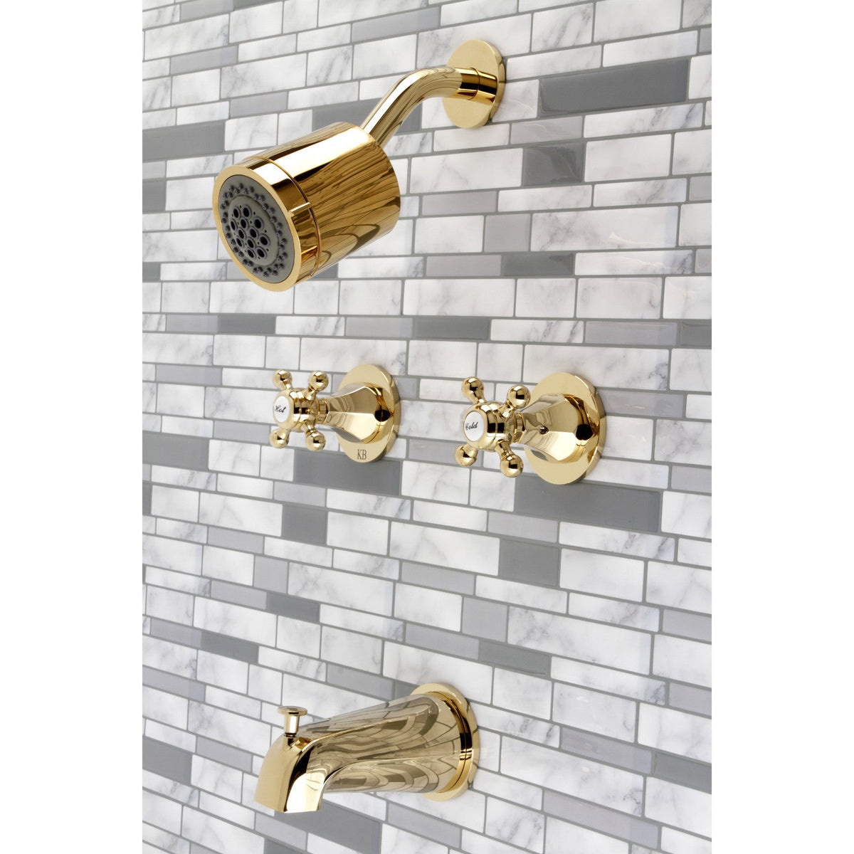 Metropolitan Double-Handle Tub and Shower Faucet in Polished Brass