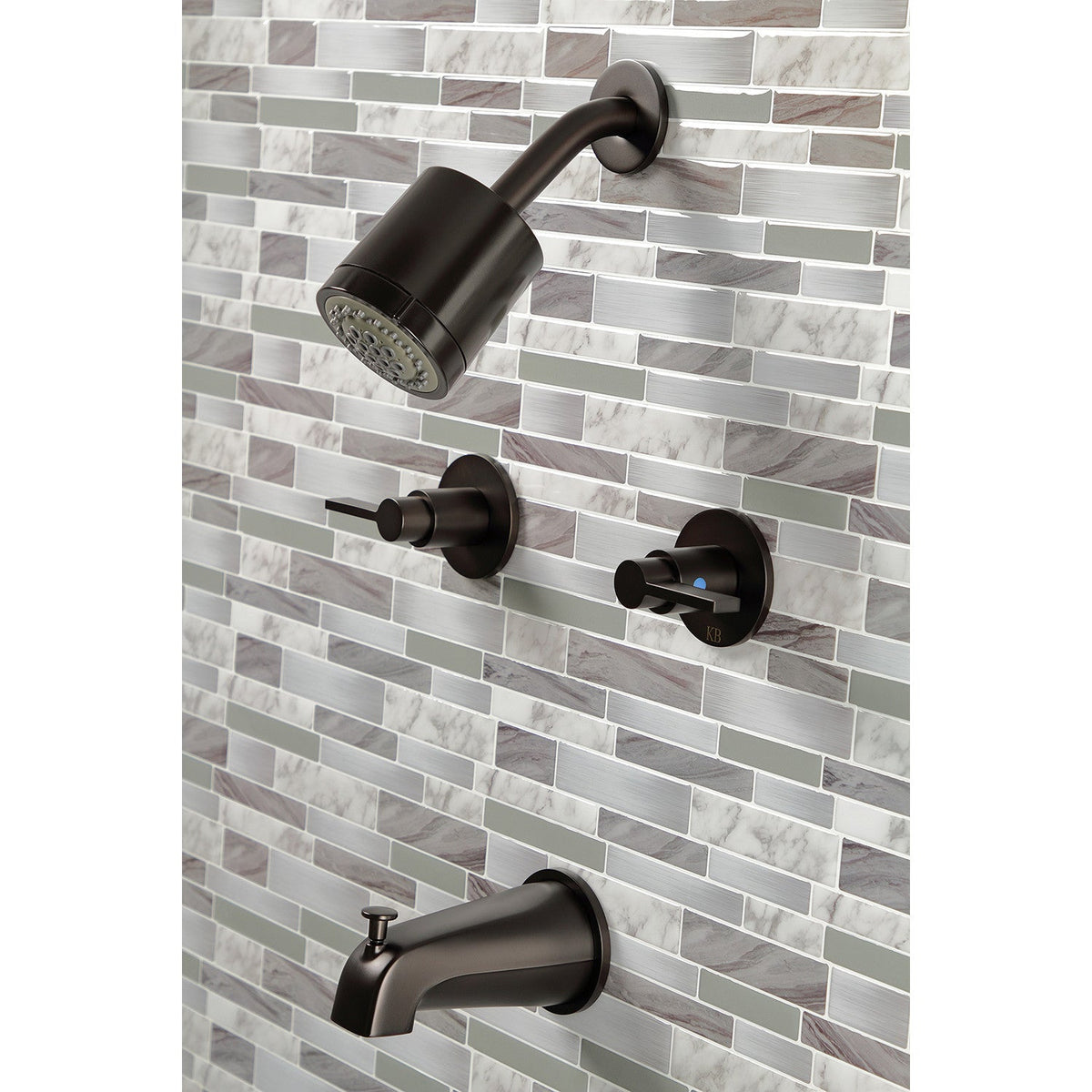 NuvoFusion Double-Handle Tub and Shower Faucet in Oil Rubbed Bronze
