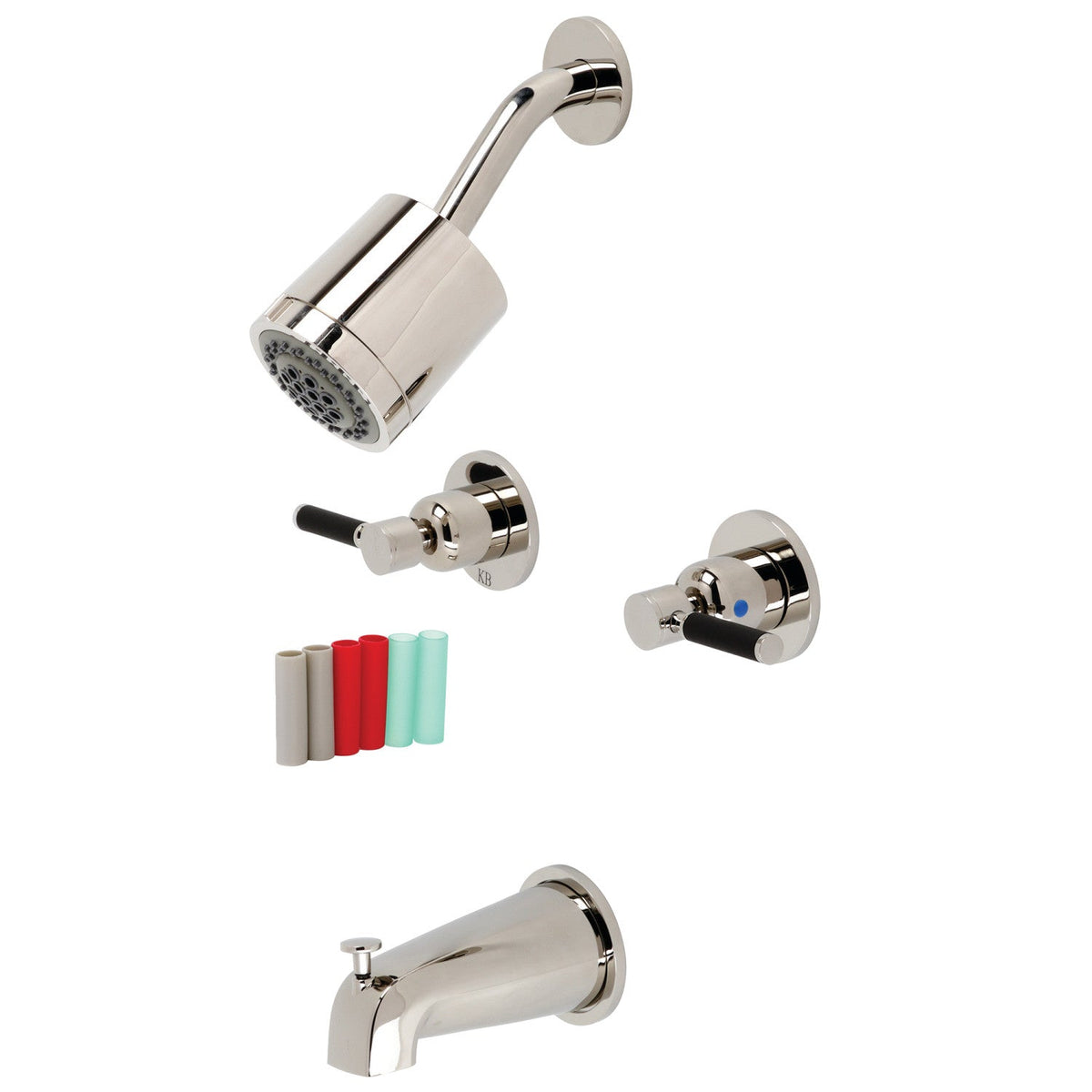 Kaiser Double-Handle Tub and Shower Faucet in Polished Nickel